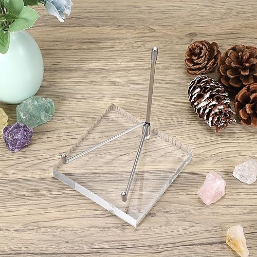 Miniatura 5 de Hipiwe Caballete de exhibición de metal ajustable con base acrílica, soporte para caballete de exhibición para geodas de coral fósil, cristales de