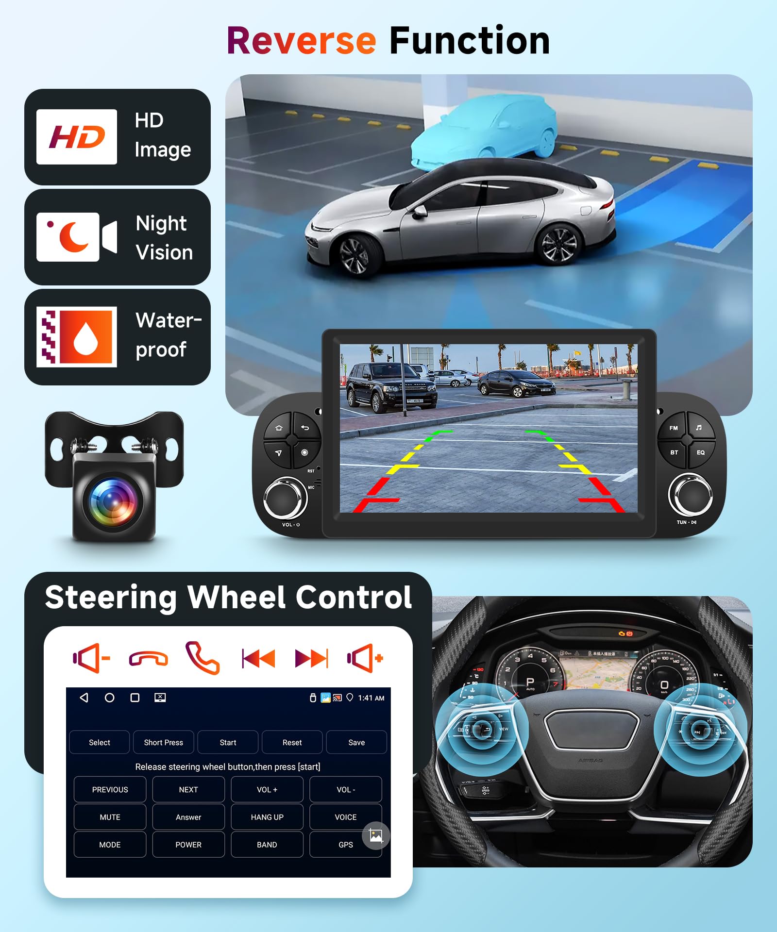 【4+64G】Hodozzy Carplay Autoradio per Fiat Panda 2013-2020, Touchscreen da 7 pollici con Android Auto/DSP/WiFi/GPS/RDS/FM/Bluetooth 5.0/USB