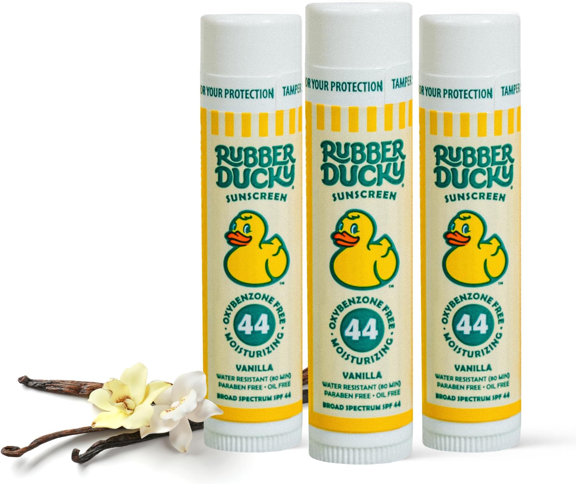 Rubber Ducky | Lip Balm with SPF 44, Water Resistant Sunscreen Lip Balm | Vegan, Untinted, Vanilla Flavor, with Vitamin E | All Season - Broad Spectrum Sunscreen for Lips