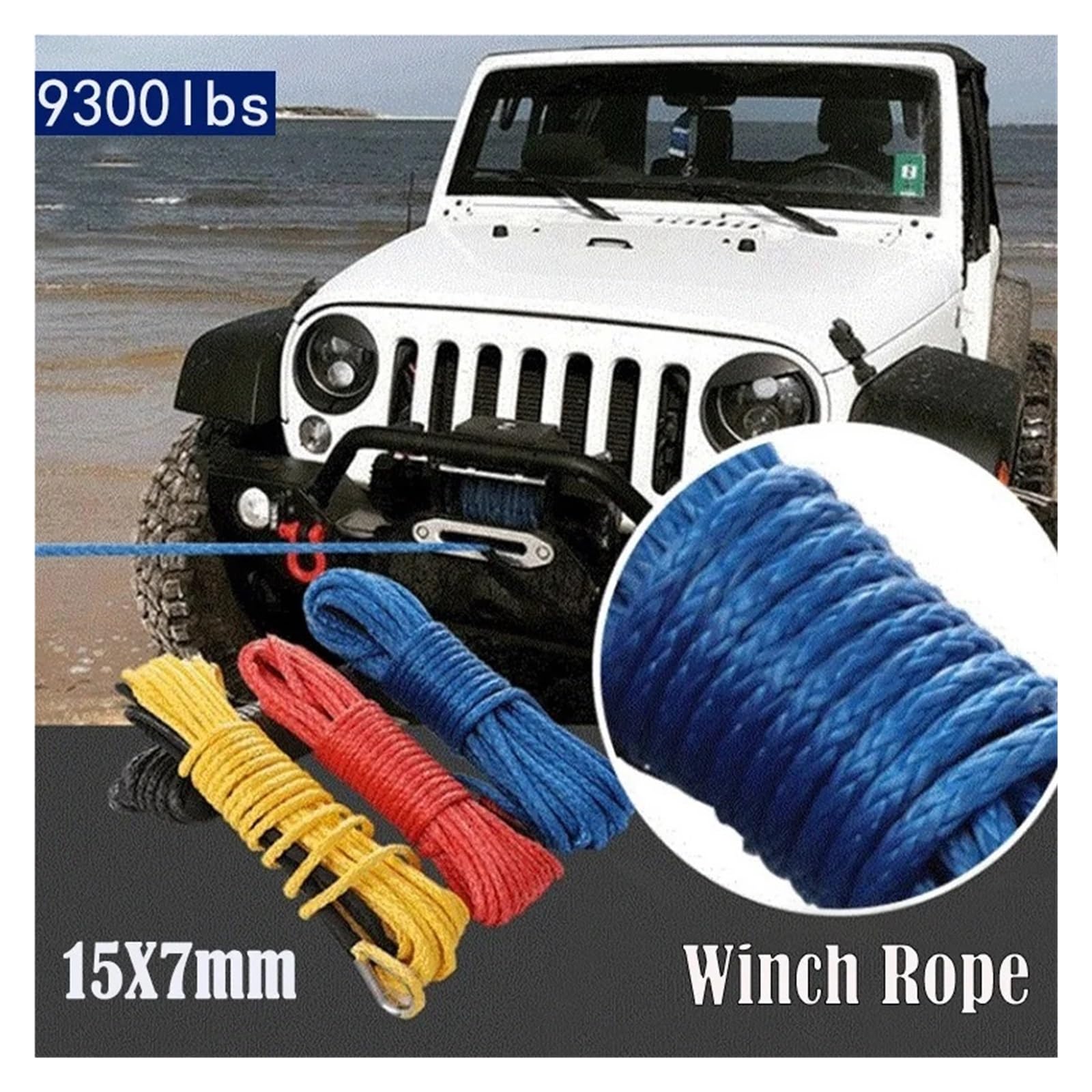 7mm X 15m Ciężarówka Łódź Awaryjna Wymiana 9300lbs 12 Strand Stringt Akcesoria Samochodowe Na Zewnątrz Syntetyczna Linka Do Wciągarki ATV UTV Solidna I Niezawodna(Red)