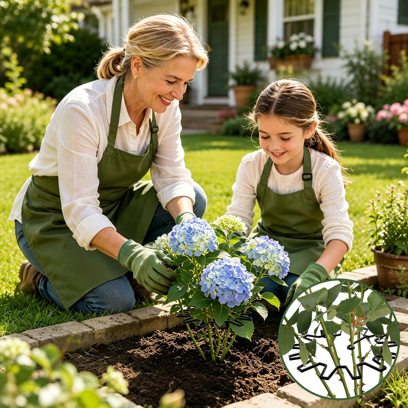 WUQNGI Pflanzenstütze, 10 Stück Staudenhalter Rund, Einstellbare Hortensien Stütze Ø 21,5 cm, Robust Pflanzenhalter für Garten als Staudenstütze, Rosenstütze, Blumenstütze, Pfingstrosen Halterung