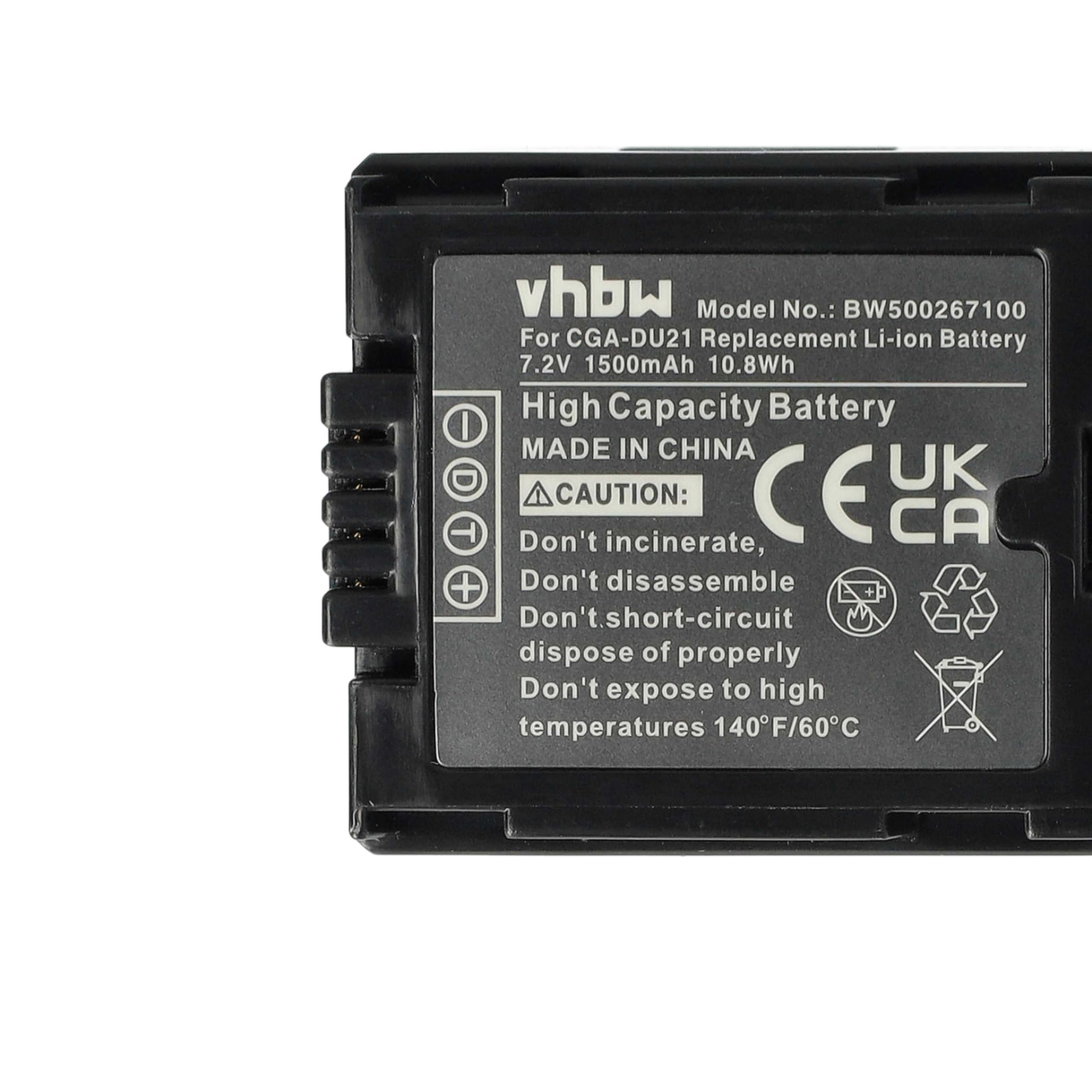 Vhbw Batteria Compatibile Per Videocamera Panasonic PV-GS50, PV-GS55, PV-GS70, PV-GS120, PV-GS200 – Li-Ion 600mAh, 7,2V