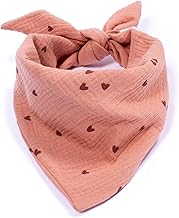Cute Dog Bandana Washable Cotton (Pink, Heart, 60 x 38 x 38 cm)