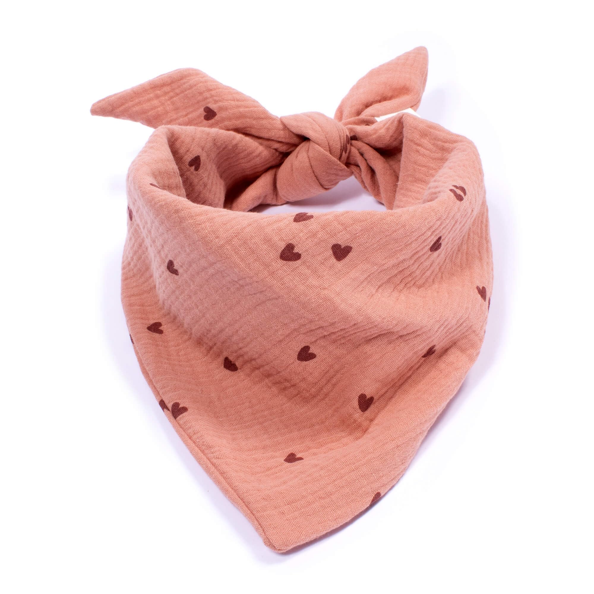 Hundehalstuch FELLSOCKE Herzen Rosa-Rot – Hunde Bandana aus Musselin für kleine Hunde