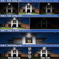 Vista 3 de Solar Street Lights Outdoor, Waterproof Motion Sensor Solar Lights with Remote Control, 6500K Dusk to Dawn Parking Lot Flood Light for Outside