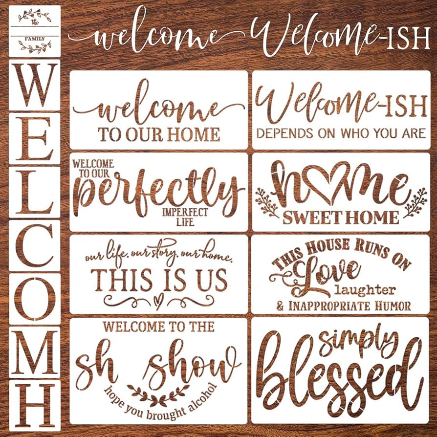 Amazon.com : Welcome Stencils for Crafts Reusable Welcome Stencil for Wood Sign 12 amazon-com-welcome-stencils-for-crafts-reusable-welcome-stencil-for-wood-sign-12-stencils-for-painting-on-wood-drawing-templates-for-wall-diy-home-decor-porch-sign-arts-crafts-sewing