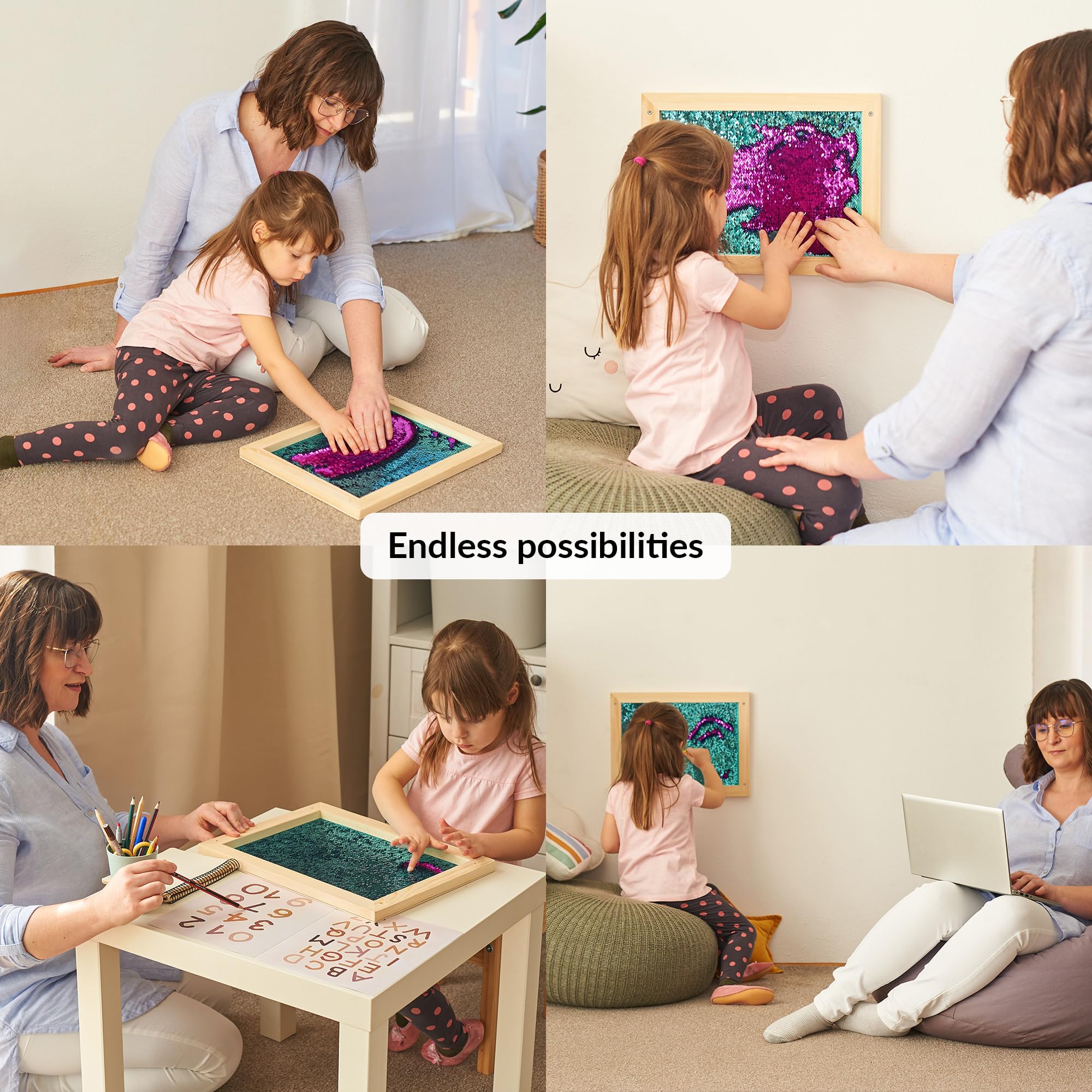 Parete sensoriale | Parete sensoriale in paillettes per bambini | Parete sensoriale in tessuto di paillettes reversibile | Pannello della parete sensoriale | Sequin Wall Frame