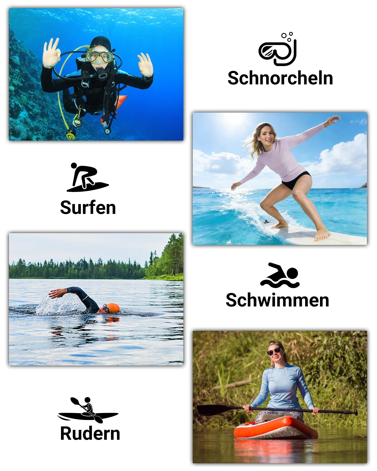 MEETYOO Maillot UV UPF 50+ pour Femme, Respirant, Doux pour la Peau, séchage Rapide, avec Coutures renforcées, idéal pour Le Surf, l'aviron et Le Fitness
