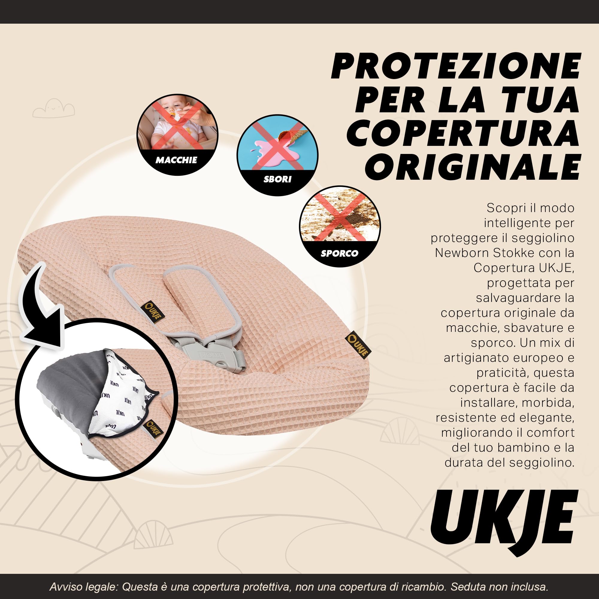 Custodia protettiva Ukje compatibile con Stokke per neonati con pad per cinture | Accessori per seggiolone | Copertura in tessuto per seggiolini per neonati e bambini | Realizzata a mano in Europa