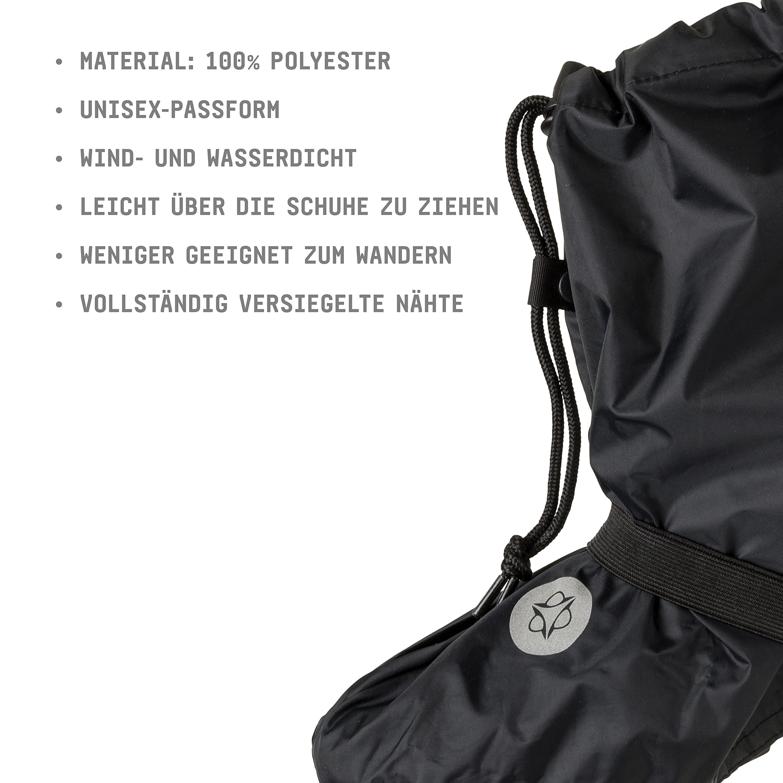 AGU Quick Bike Stiefel Essential Regenüberzug für Radfahrer, Winddicht, wasserdicht, für Damen und Herren, reflektierend, 100% recyceltes Polyester – Schwarz