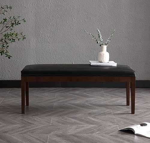 Miniatura 5 de Banco de comedor de piel sintética, banco de entrada, banco de zapatos, otomano para pasillo, sala de estar, dormitorio, extremo de la cama,