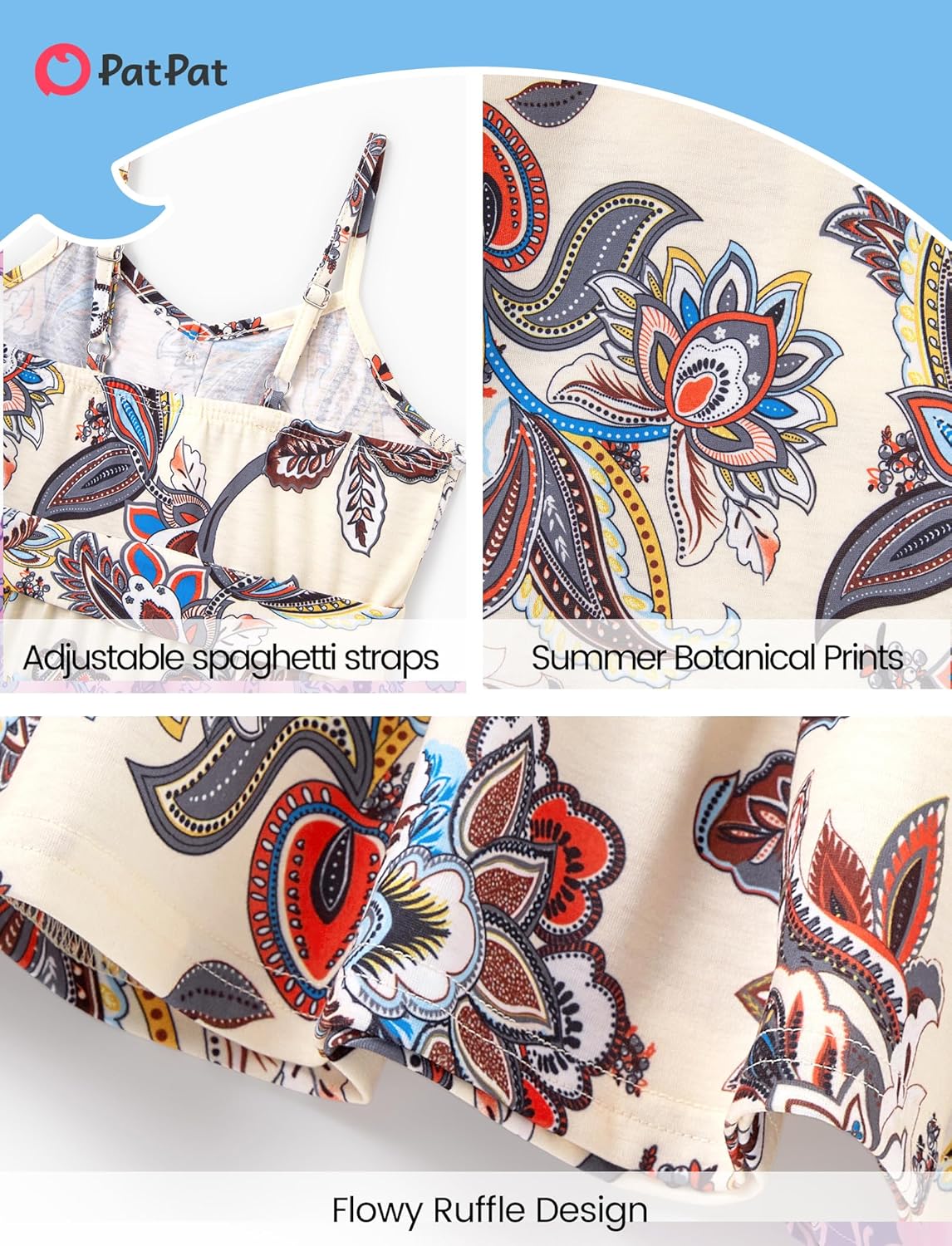 PATPAT Family Matching Outfits Mommy and Me Dresses Spaghetti Sleeveless Summer Vacation Hawaiian Dress and T-Shirts Sets - Image 6