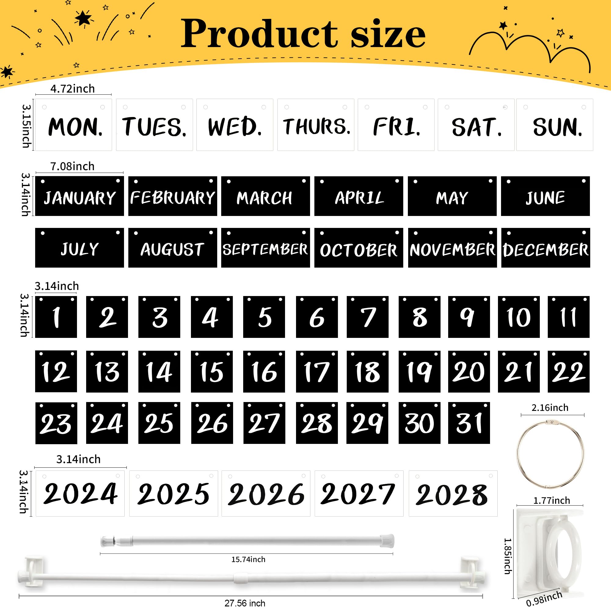 amazon-com-classroom-calendar-black-white-calendar-bulletin-board-decoration-set-adjustable-flip-calendar-with-rod-back-to-school-calendar-card-decorations-with-year-month-day-week-office-products