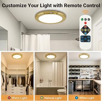 Gold Wireless Closet Lights Motion Sensor Rechargeable Ceiling Light Indoor