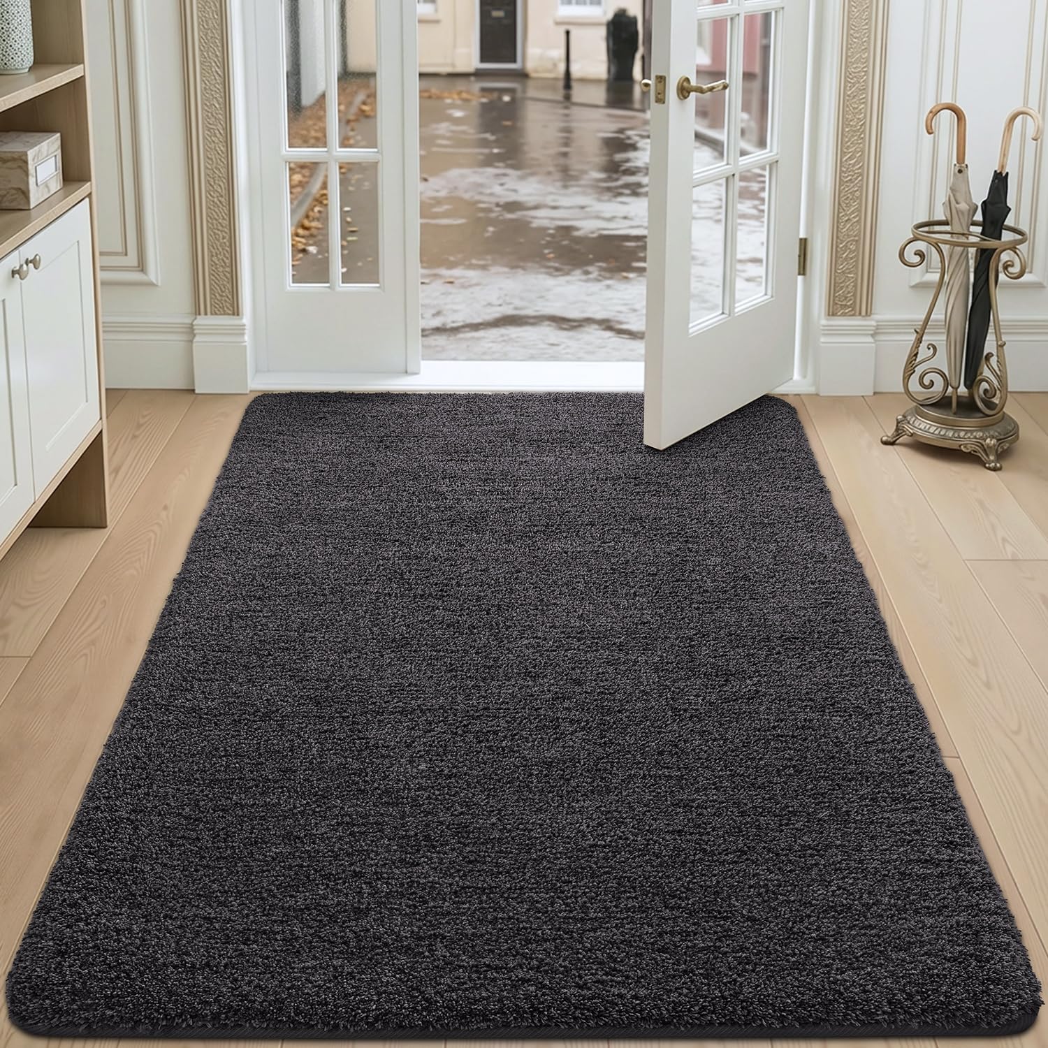 DEXI Dirt Trapper Door Mat Indoor, Non-slip Doormats Inside, Machine Washable, Super Absorbent Entrance Mats Soft Floor Carpet Rug, 120 x 180 cm, Brown-Blue — image 1