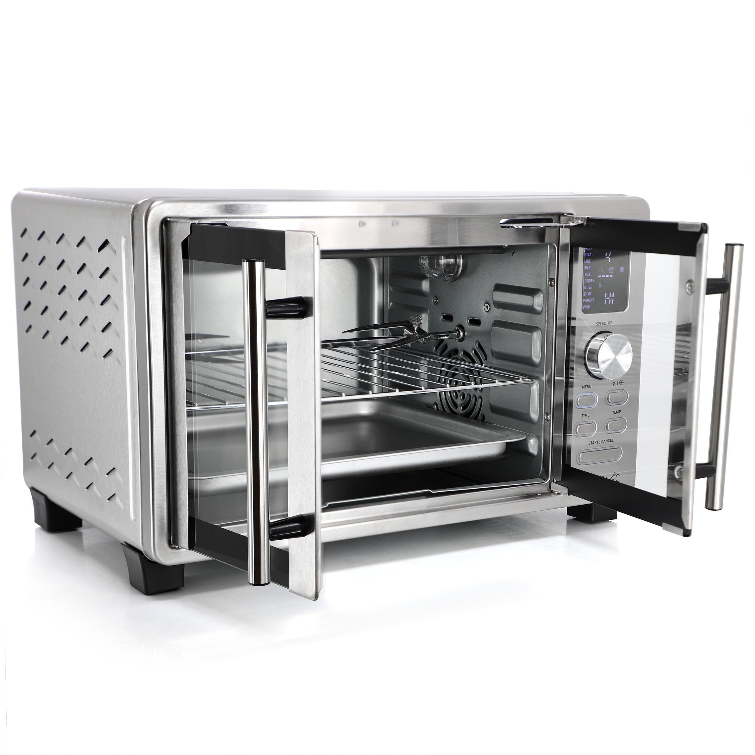 MegaChef Four électrique numérique de 25 litres avec kit de grillage et grille-pain, bagel, pizza, pâtisserie, barbecue, barbecue, biscuits, grillades, déshydratation, fermentation, fonctions chaudes
