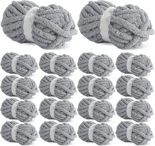 Vista 232 de HOMBYS Hilo de felpilla grueso y voluminoso para tejer a mano, hilo grueso y esponjoso para tejer a mano, hilo de felpa suave, paquete de 8