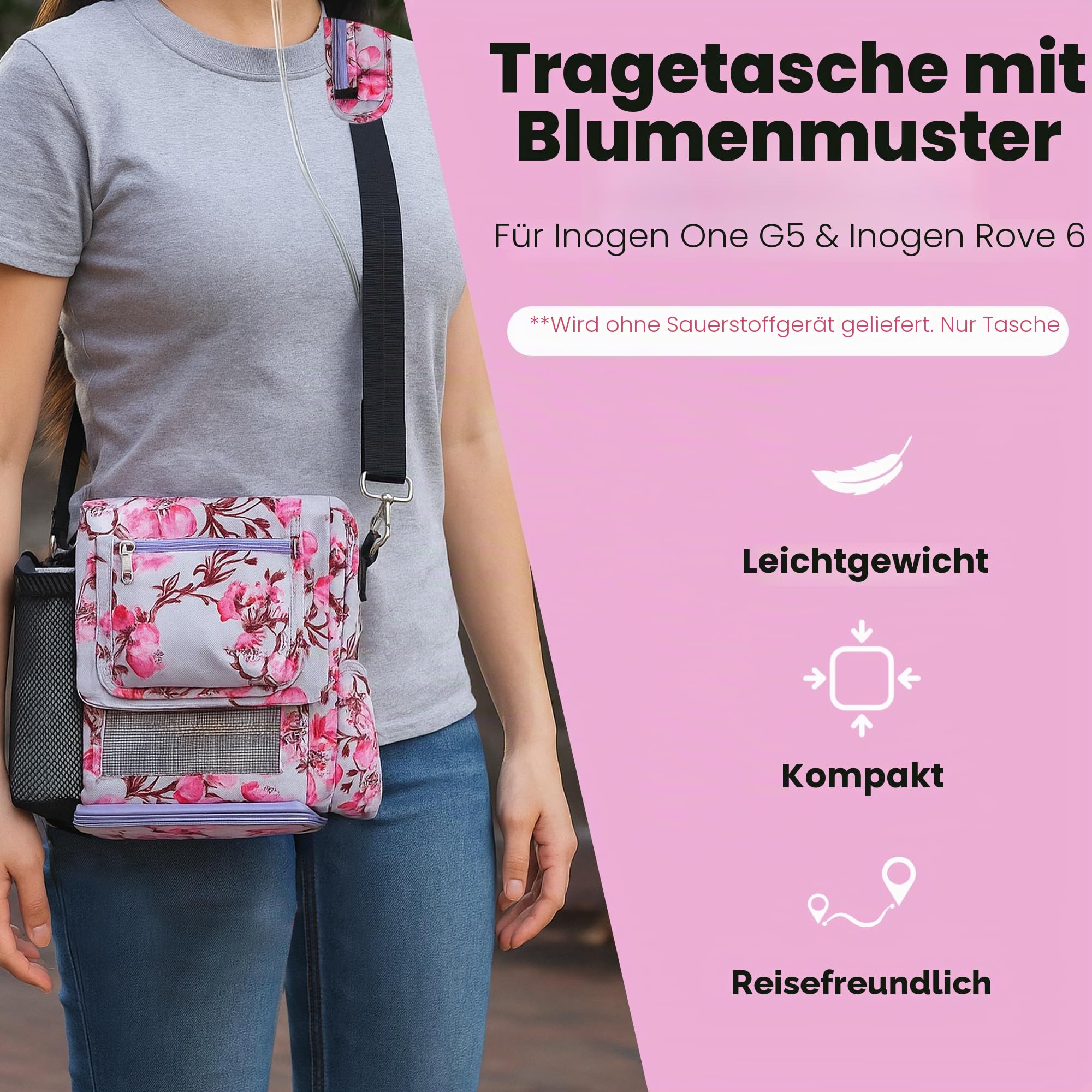 o2 tote Tragetasche für inog One G5, Rove 6, OxyGo Next POC, leicht mit Taschen, Mehrfarbig/Meereswellen, Einheitsgröße