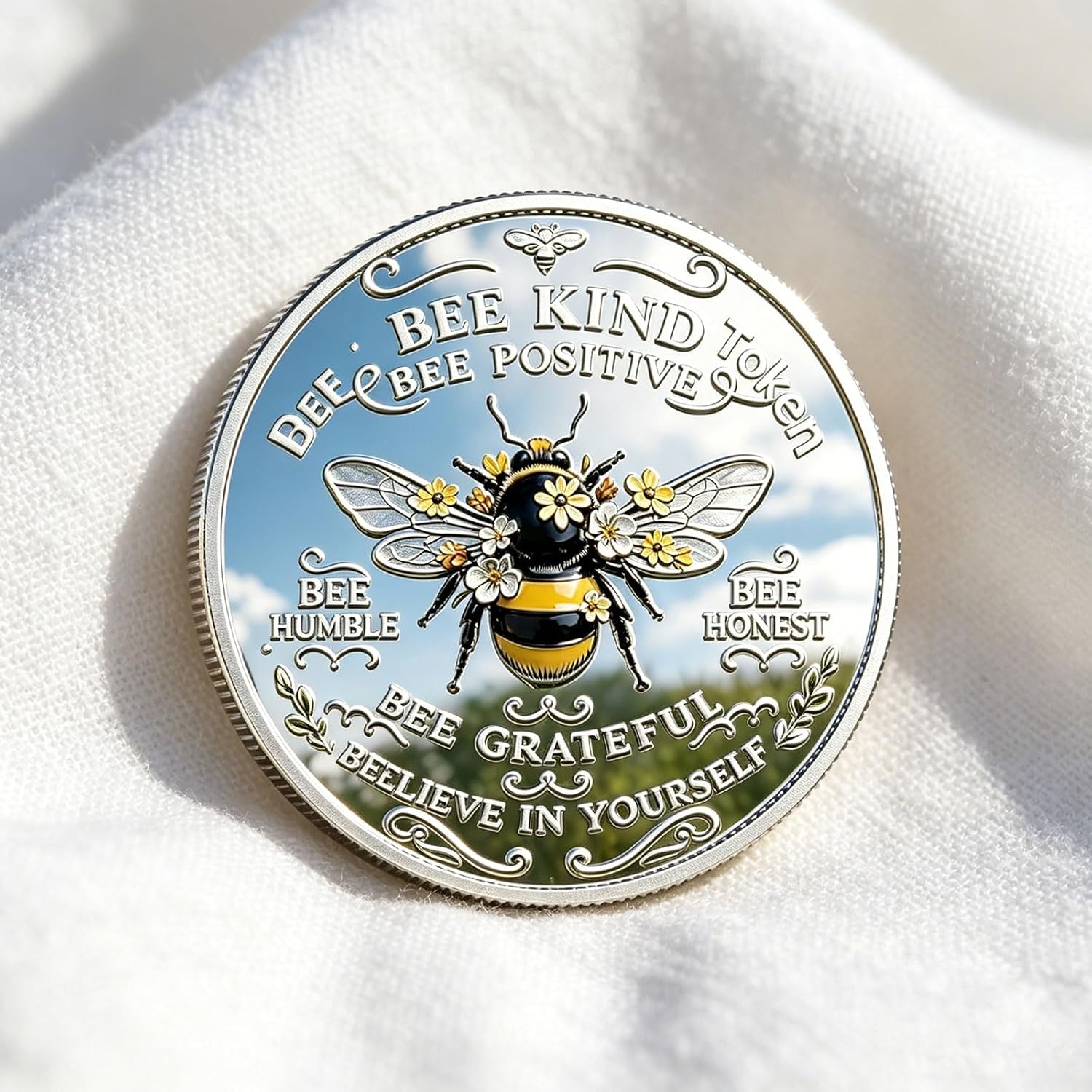 Bee Kind Positivity Commemorative Coin, Inspirational Bee Challenge Coin, Premium Engraved Motivational Token, Thoughtful Keepsake Gift for Daily Encouragement & Loved Ones (10 piece)