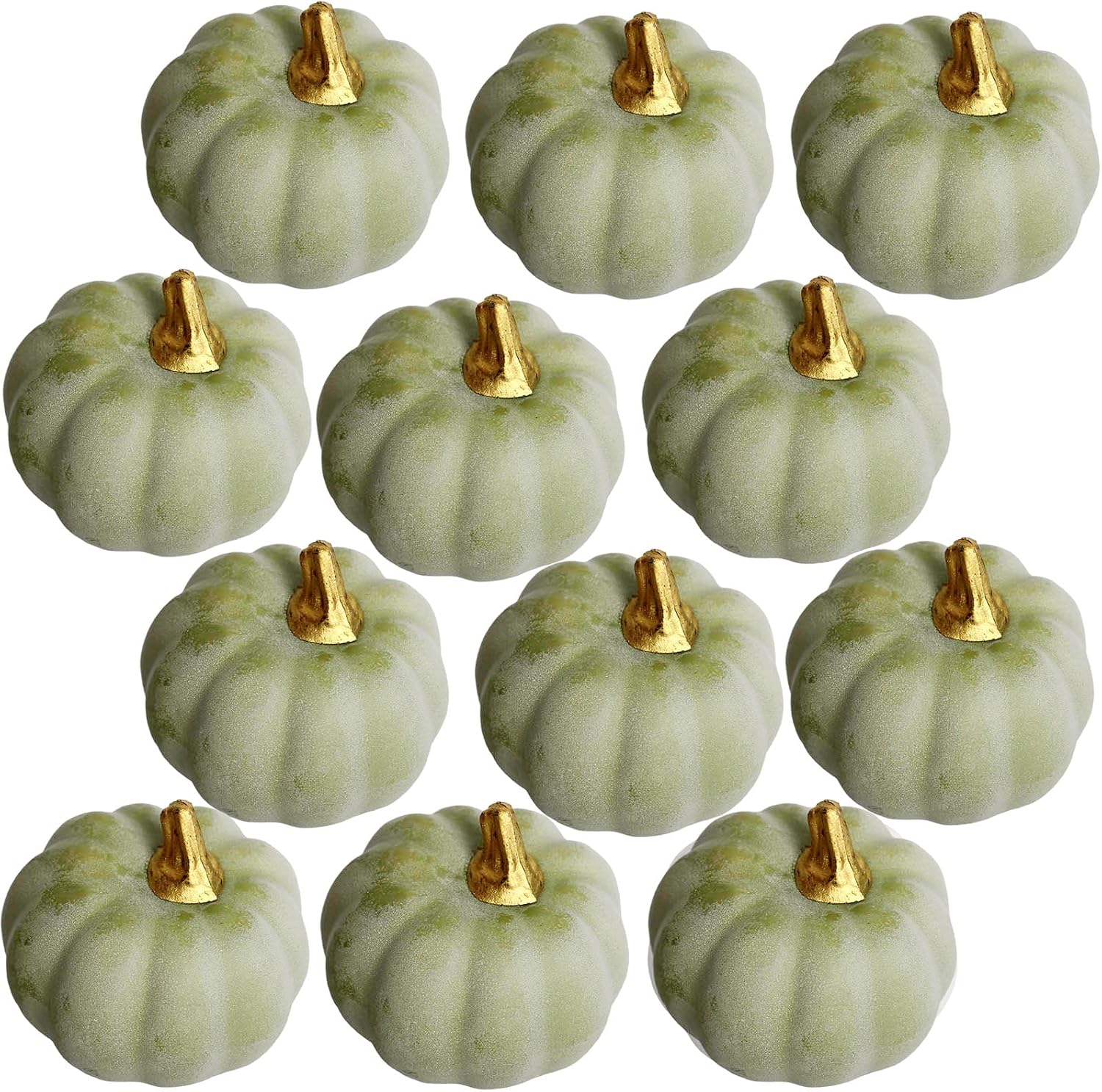 YAAVAAW Pack of 12 Autumn Decorative Artificial Pumpkin Small Green Pumpkin Decoration Fake Foam Autumn Decorations for Home Thanksgiving Decoration Halloween Table Decoration Party Decoration Wedding DIY