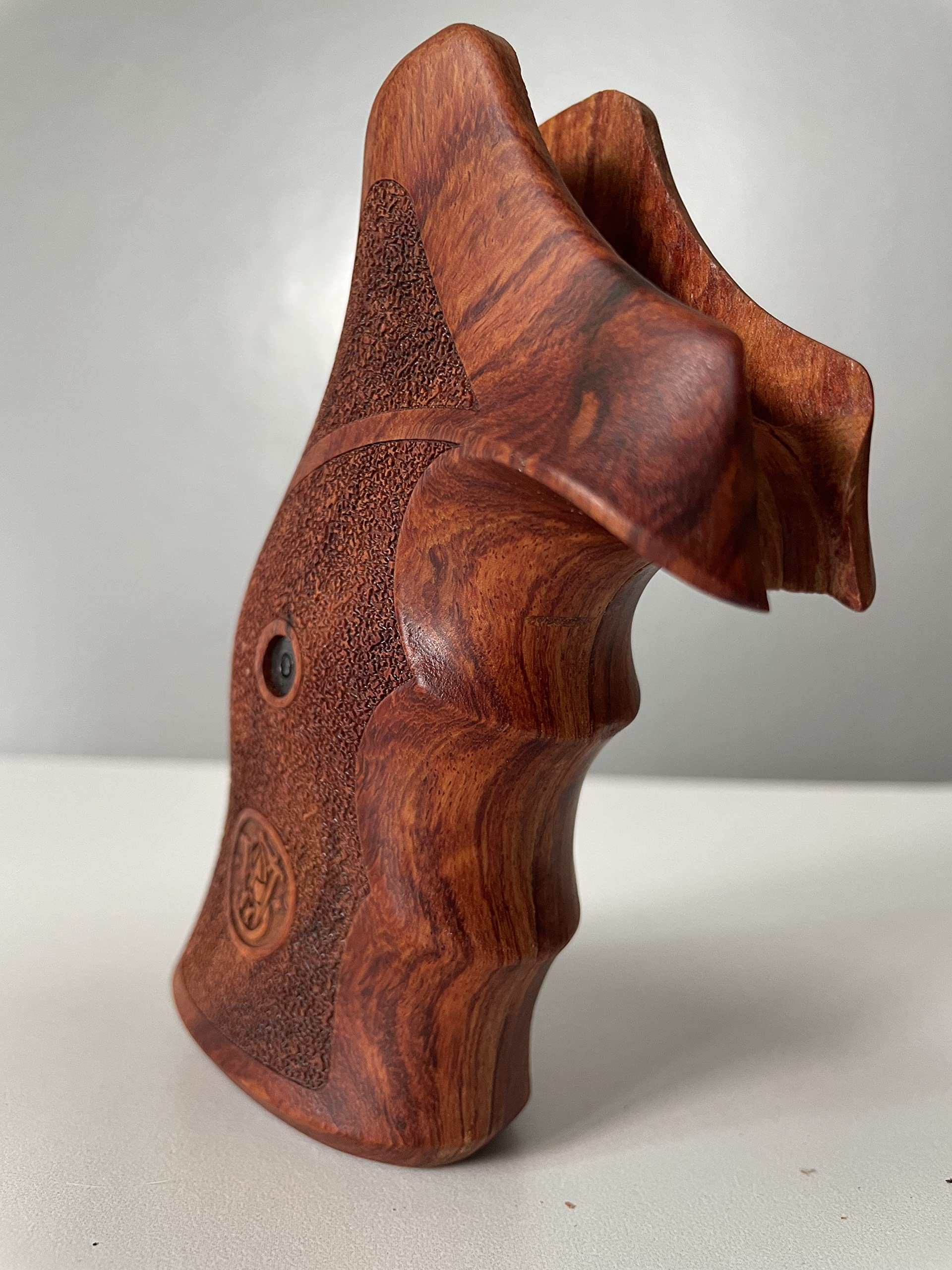 New! Wood Grips Compatible with 5&W N Frame Round Butt, Rough Texture Closed Back -Thai Handmade by Feelsogood