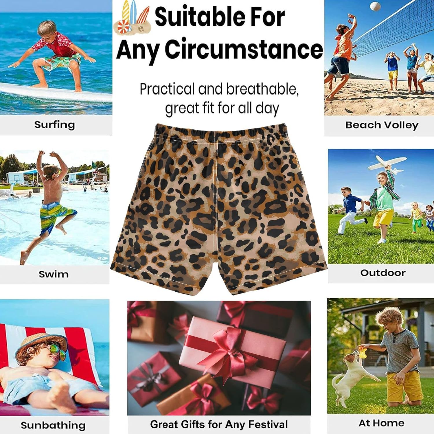 visesunny Boys Surfing Board Shorts Quick Dry Boys Swim Shorts s Swim Trunks Size from 2T to 14/16