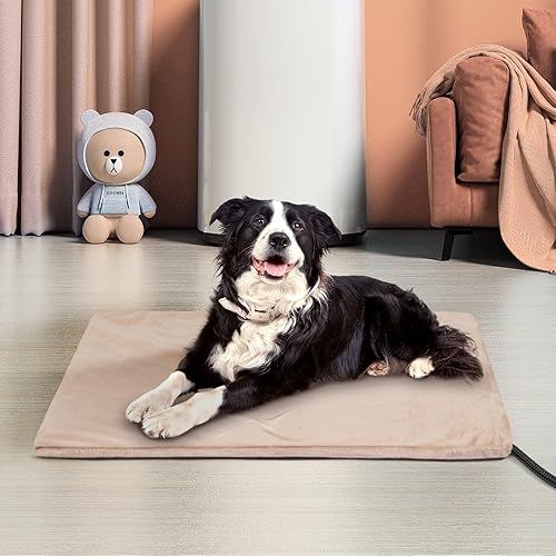 Miniatura 8 de Niubya Almohadilla térmica para mascotas para perros y gatos, temperatura ajustable e impermeable para mascotas con temporizador, cama de