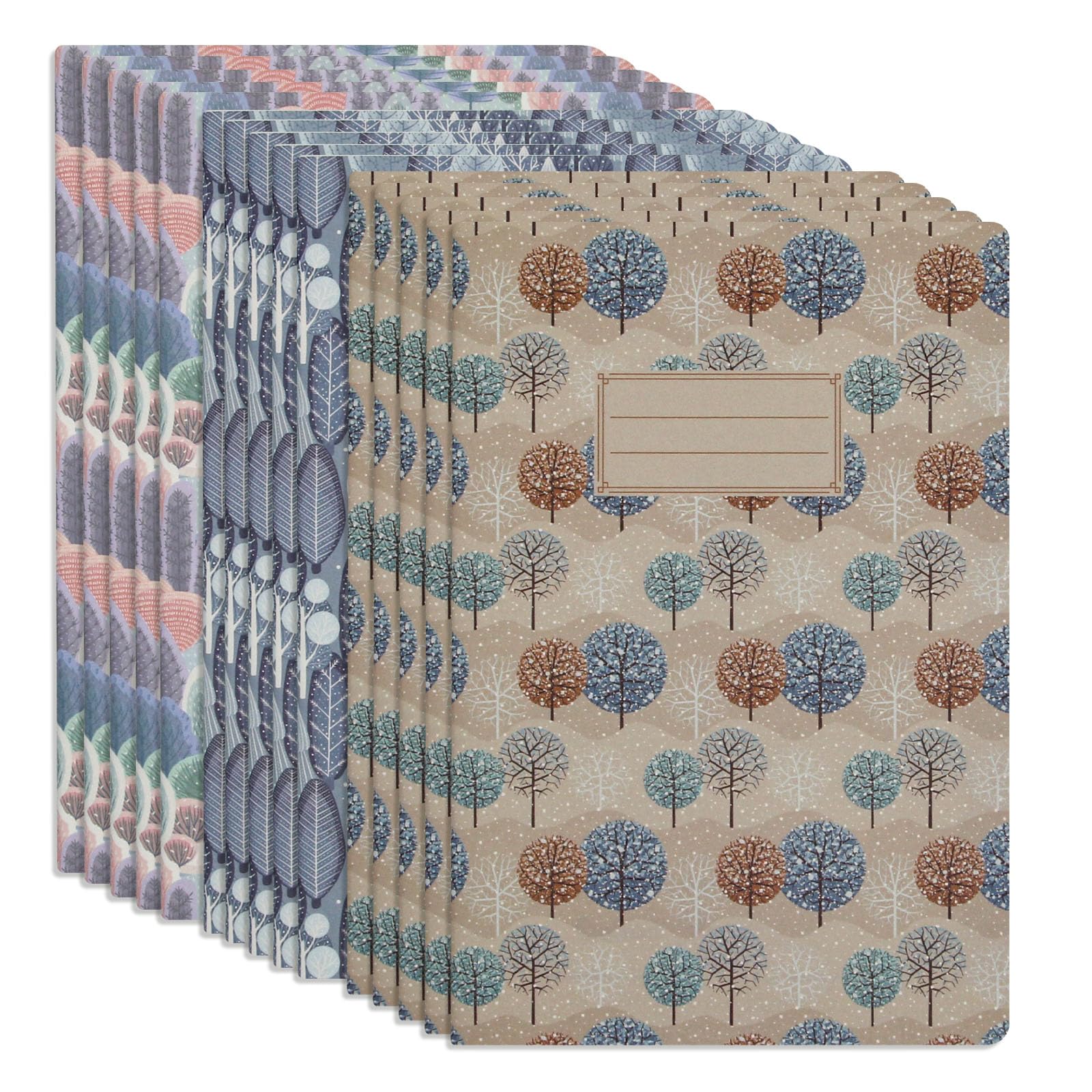 WETLOTE Soft Cover Journal Notebooks 15 Pack, A5 Lined Notebook, 142x210mm, 64 Pages, 70gsm Paper, Forest Series (Blush Wood, Misty Wood, Frost Wood, 5 Each), for Work Travel School