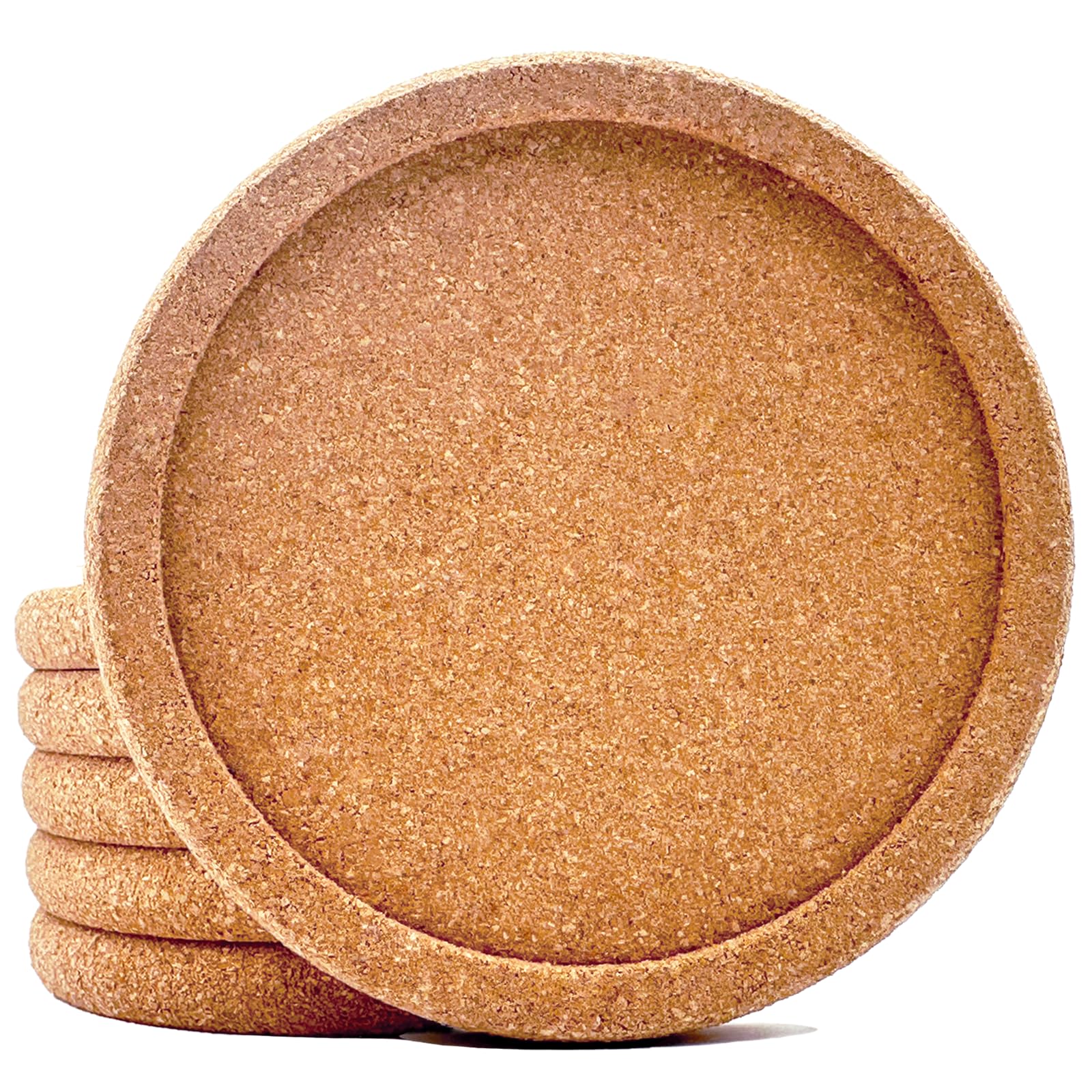 Cork Coasters for Drinks Absorbent - 6 Pcs Cork Coasters with Lip Heat Resistant Reusable Drink Coaster Set Extra Thick 4 Inch Perfect for Cups Mugs Glasses