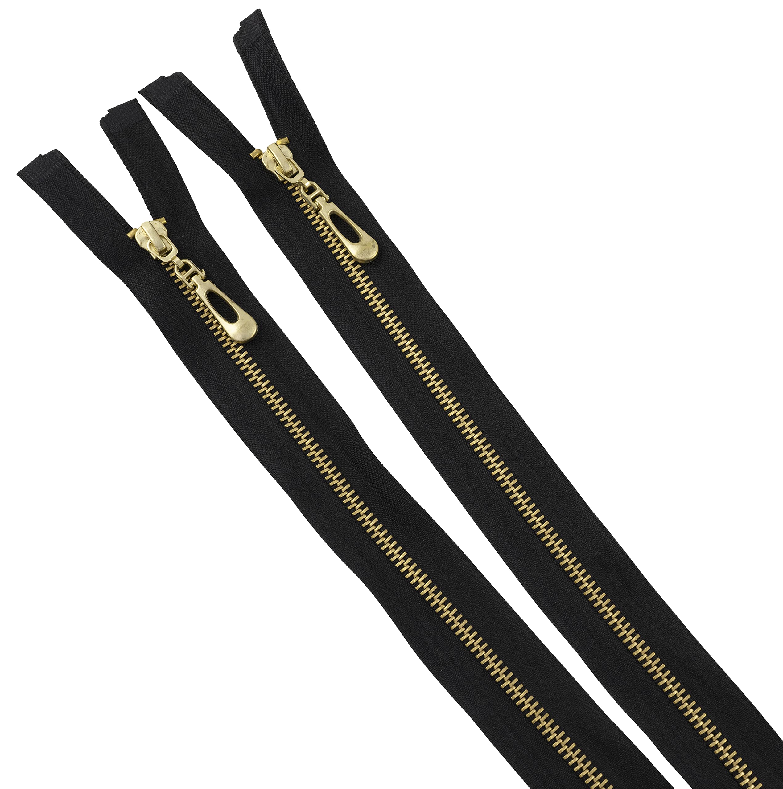 AERZETIX - C61340 Set of 2 Separable Zips 65 cm Metal with Decorative Slider - Black - Jeans Vests Leather Goods Sewing Dress Clothing Trousers Haberdashery