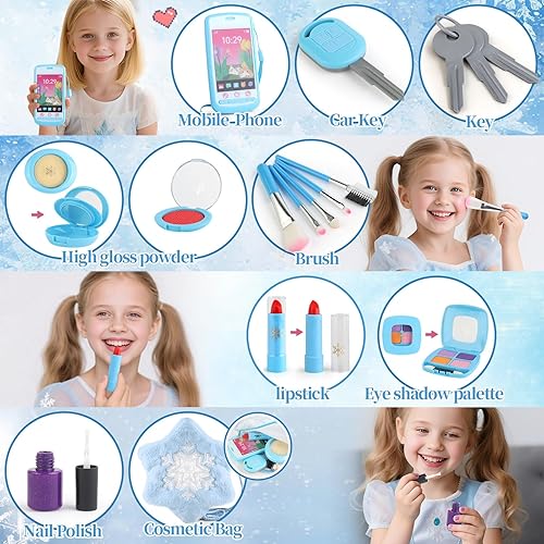 Miniatura 3 de Maquillaje de simulación para niños pequeños de 1-3, 3-5, 4-6, maquillaje de juego para niños de 3 a 5 años, kit de maquillaje falso con bolso para