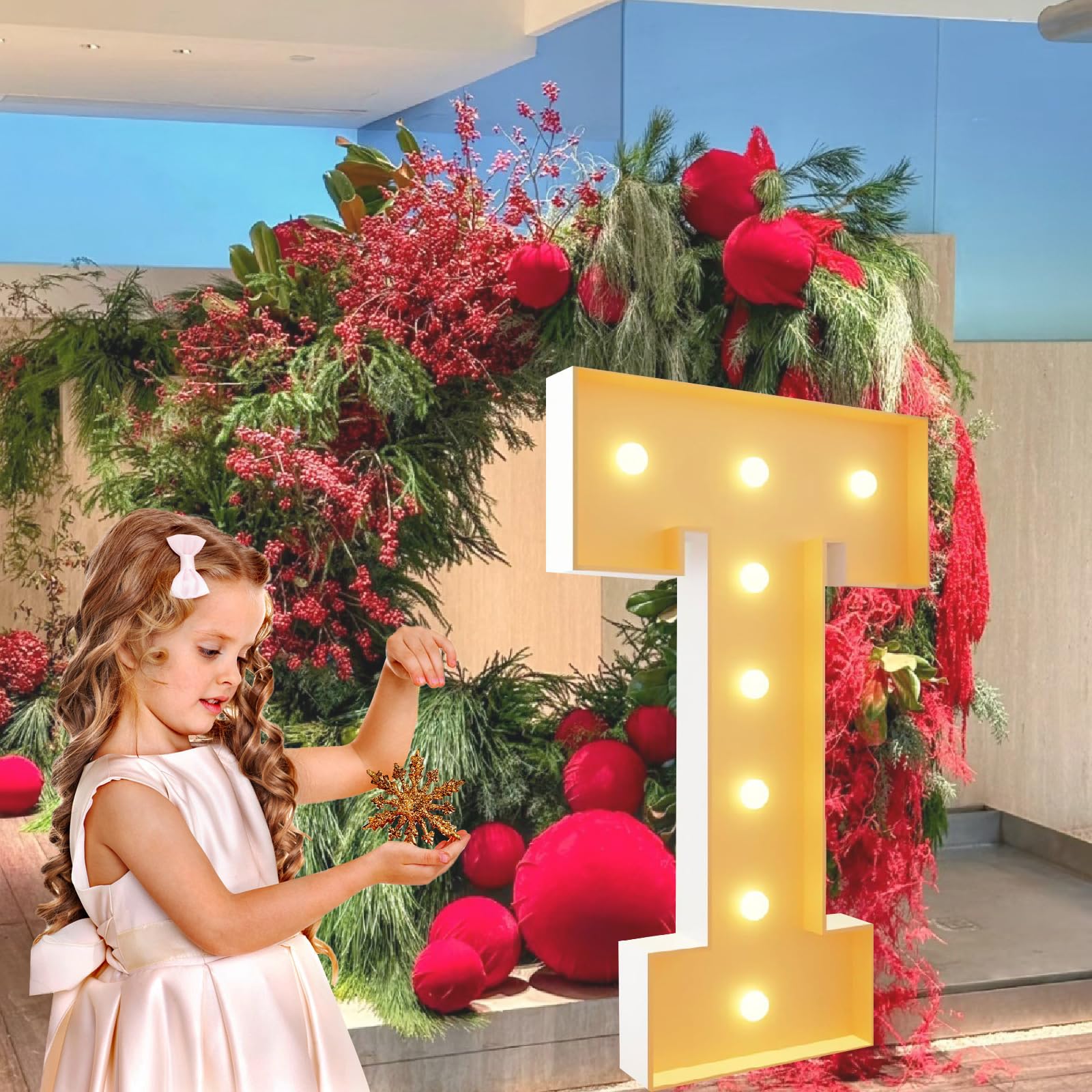 Letras de marquesina grandes iluminadas, letreros de fiesta iluminados gigantes con cadena de luces LED que funcionan con pilas para cumpleaños, aniversarios, bodas