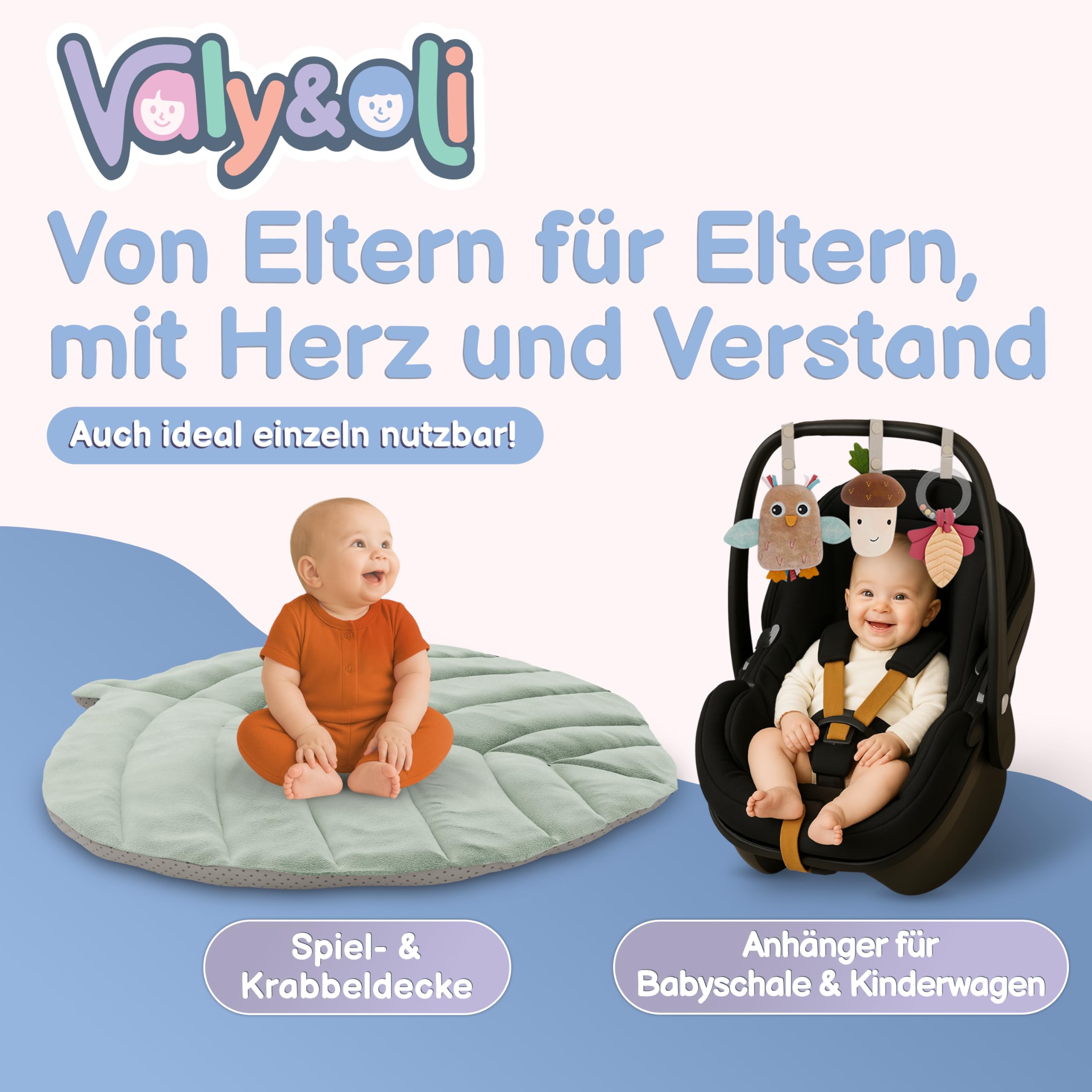 Valy&Oli® Spielbogen Baby XXL - Extra Weiche Spieldecke Baby inkl. 5 Höhenverstellbaren Sensorischen Spielzeugen - Spielebogen Babies zur Motorik & Sinnesförderung, Baby Play Mat & Baby Gym