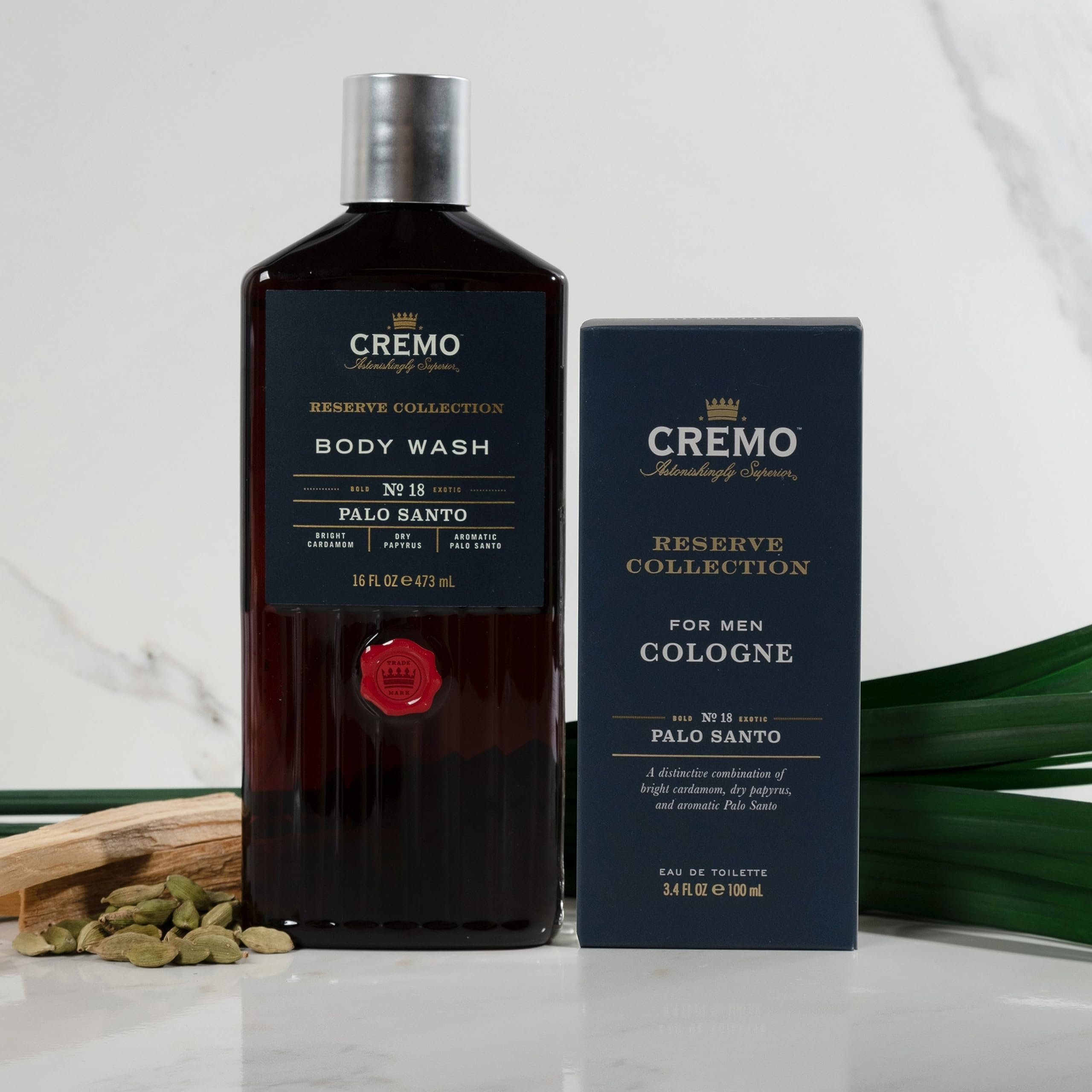 CREMO - Zestaw upominkowy Bourbon & Oak dla mężczyzn - woda toaletowa 100 ml i płyn do mycia ciała 473 ml - pikantny zapach