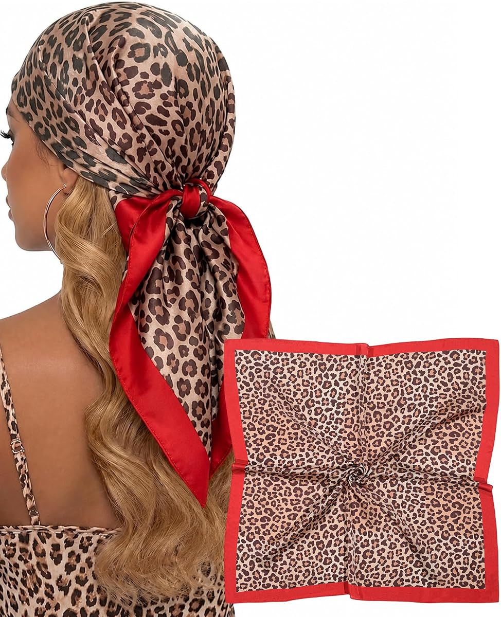 CHLINS 27.5" Satin Hair Scarf for Women, Silk Feeling Square Head Scarf, Neck Kerchief Bandana for Sleeping and Handbag