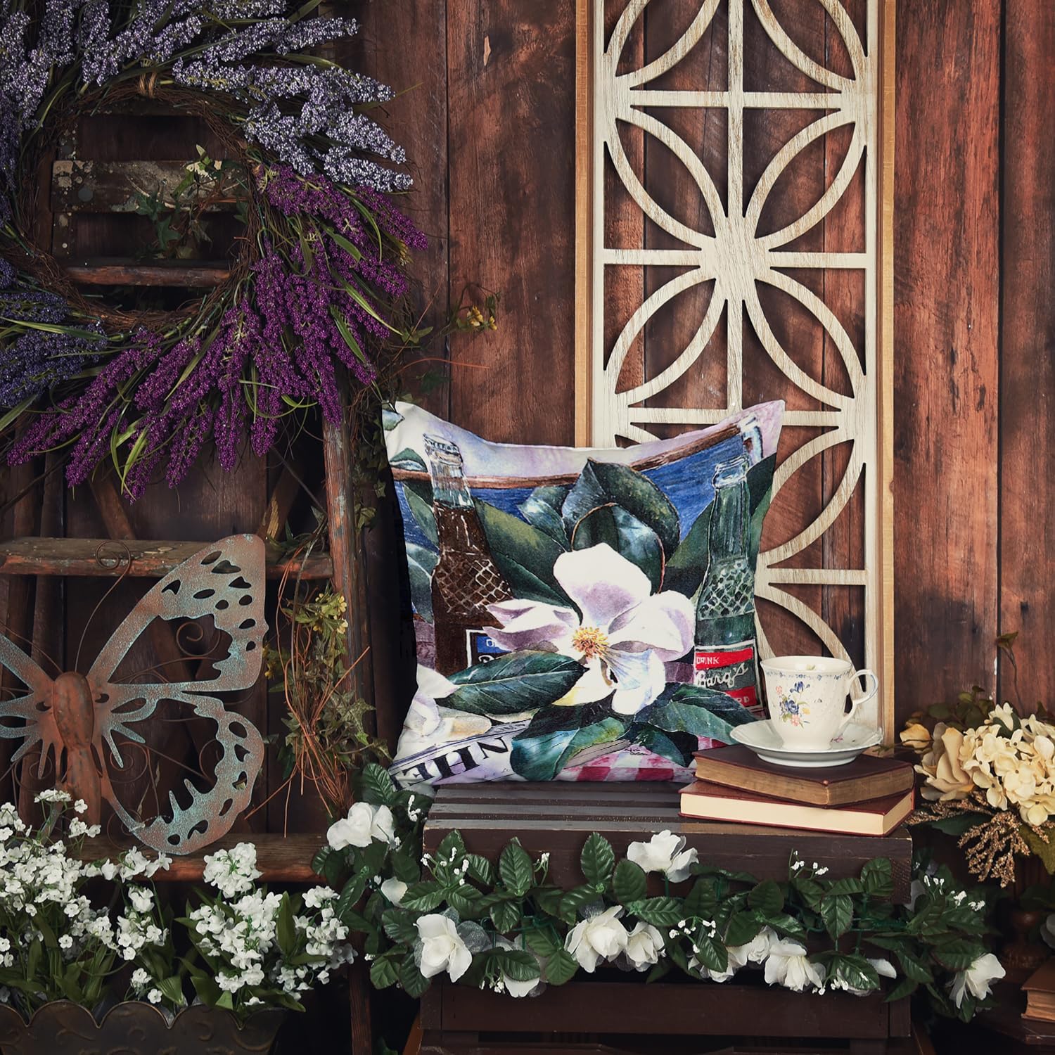 Caroline's Treasures 1009PW1414 Barq's and Magnolia Fabric Decorative Pillow Machine Washable, Indoor Outdoor Decorative Pillow for Couch, Bed or Patio, 14Hx14W