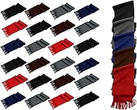 Winterlace 24 Pack Warm Fleece Winter Scarves Bulk Wholesale - Unisex Soft Scarves for Men Women Kids Donations Gifts