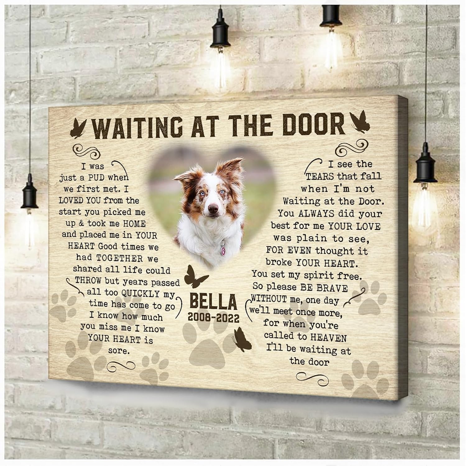 Pet Memorial Gifts For Dogs - Dog Memorial Picture Frame - Gift For Pet Loss - Pet Bereavement Gift - I Made It Home Poem -Memorial Canvas - Ready To Hang