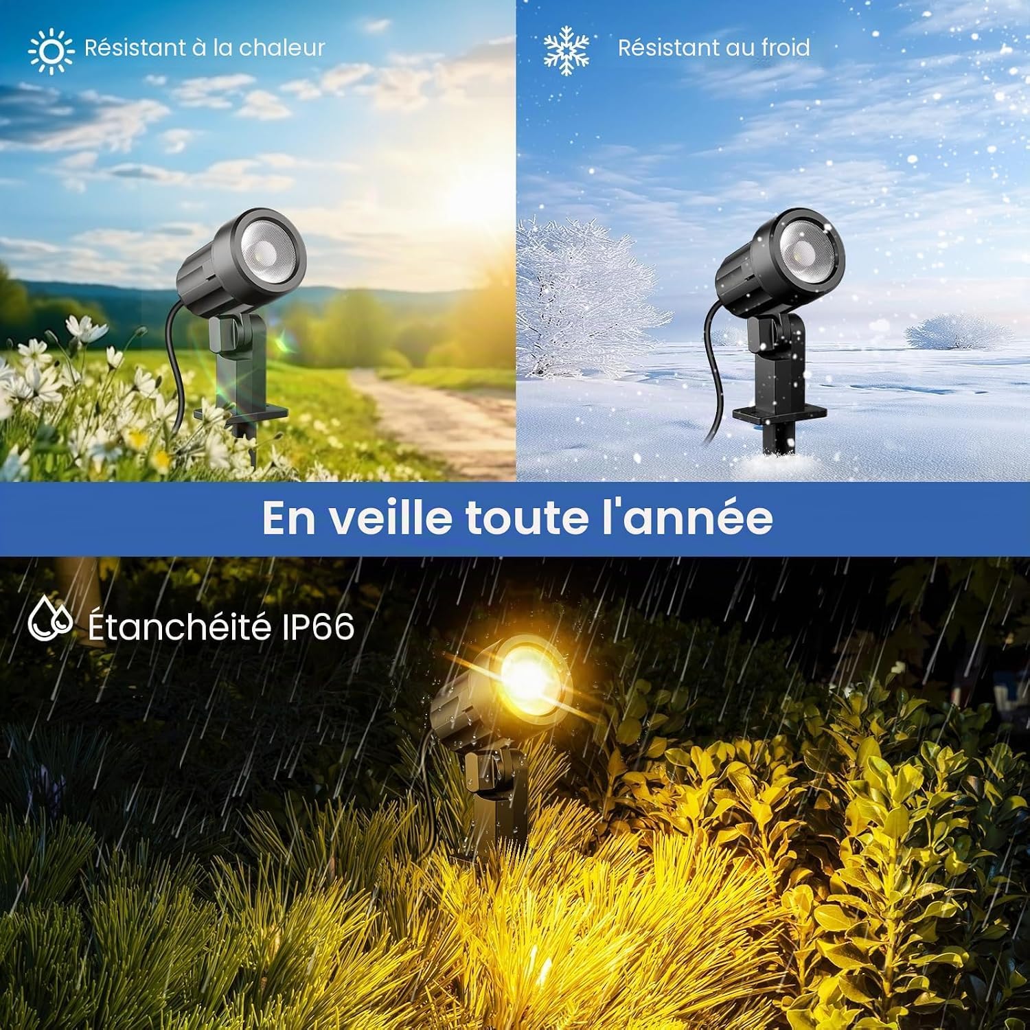 MEIHUA solarna lampa ogrodowa, 2700 K 4000K 6500K, 3 jasność, 2 tryby dynamiczne, lampa solarna, 3000 mAh, wodoszczelność IP66, solarne oświetlenie ogrodowe do ogrodów, patio, trawników, drzew 3 sztuk
