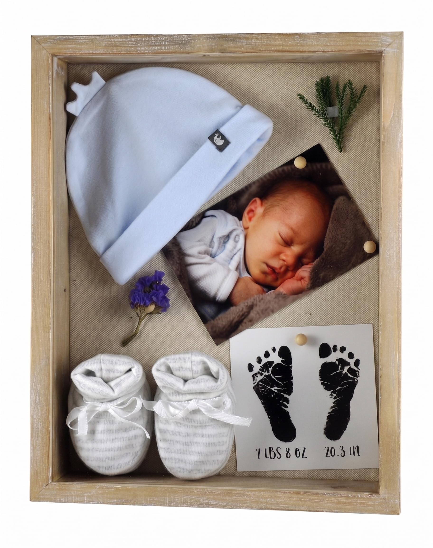 28 x 35,5 cm Shadow Box, Boîte à Cadre Photo avec Fond en Lin, Présente Souvenirs Récompenses Médailles Photos Mémoire, Verre Incassable, Bois Massif Gris Ferme Rustique