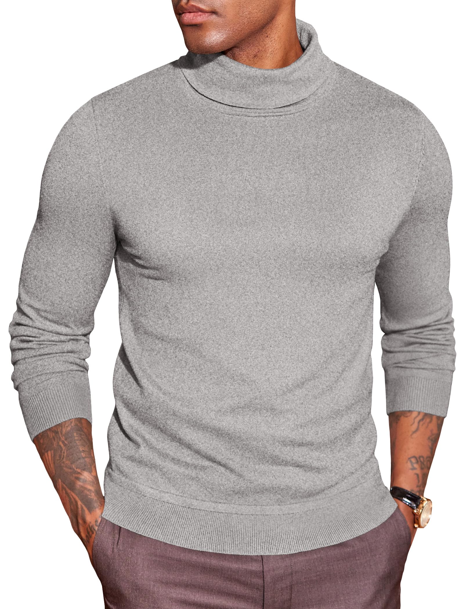 COOFANDY Herren Rollkragenpullover Leicht Rollkragenshirt Rolli Langarm Strickpullover Slim Fit Pullover Turtleneck Sweater Unterziehrolli