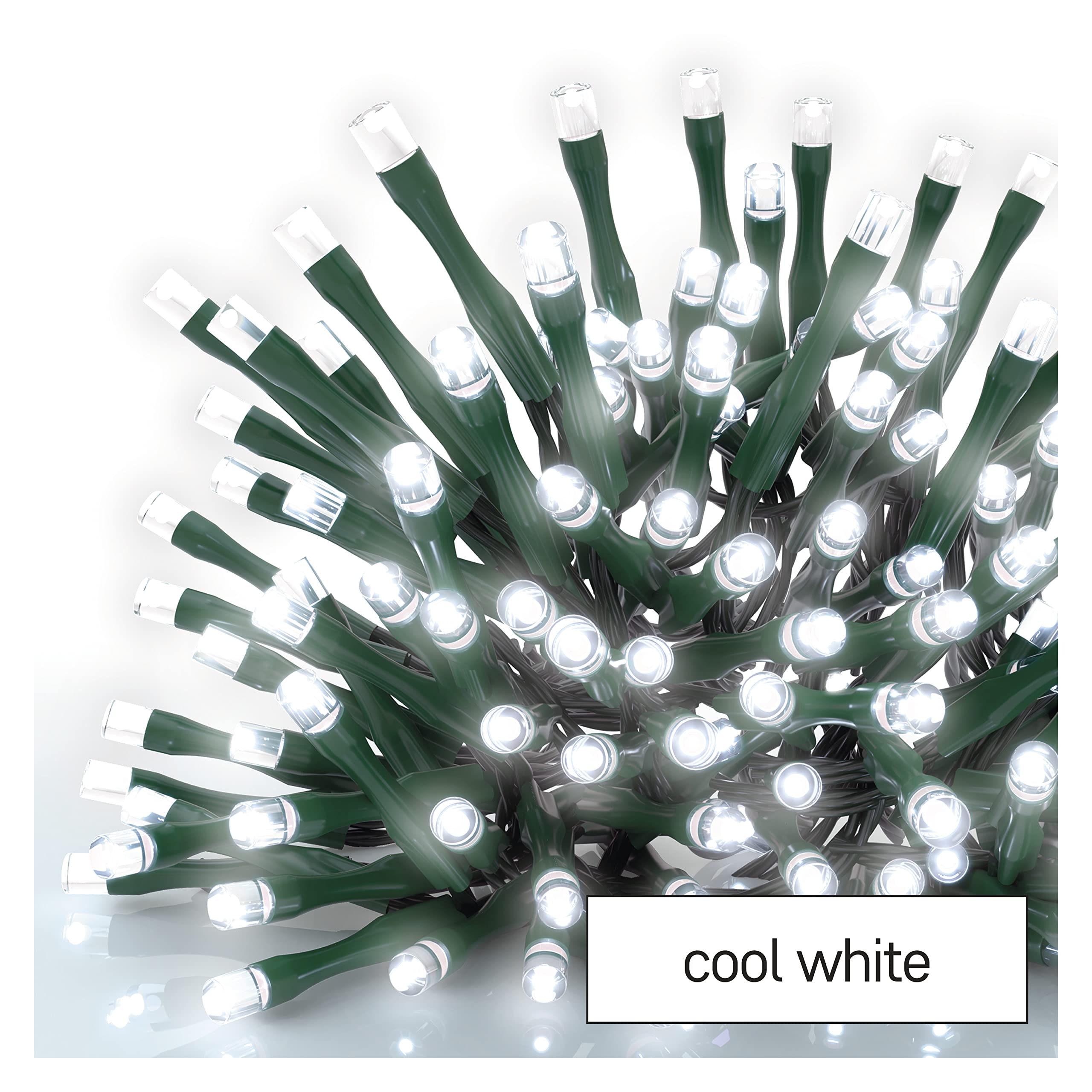 EMOS Catena di luci a LED bianco freddo per interni ed esterni, lunghezza 24 m, IP44, catena di luci di Natale con 240 LED + cavo di 5 m e alimentatore di rete, funzione timer