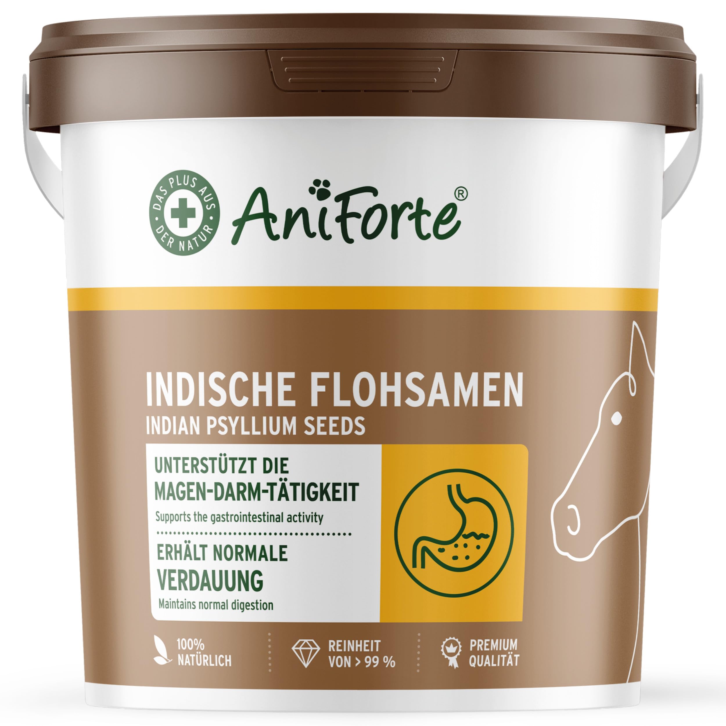 AniForte Flohsamen für Pferde 3kg - Reich an Ballaststoffen & Schleimstoffen, Indische Rohkost Qualität, Reinigung Magen-Darm-Trakt, Einzelfuttermittel