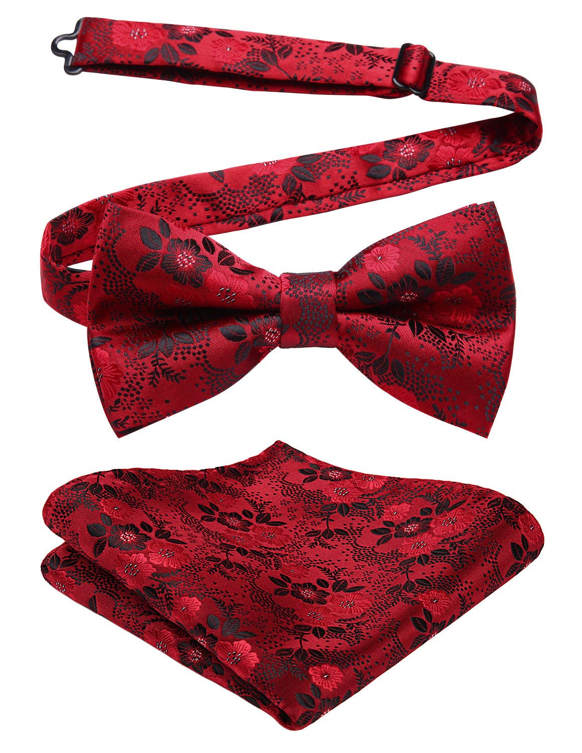 HISDERN Bow Ties for Men Paisley Floral Pre-tied Bowtie Pocket Square Set Men's Formal Bow Ties Wedding Party