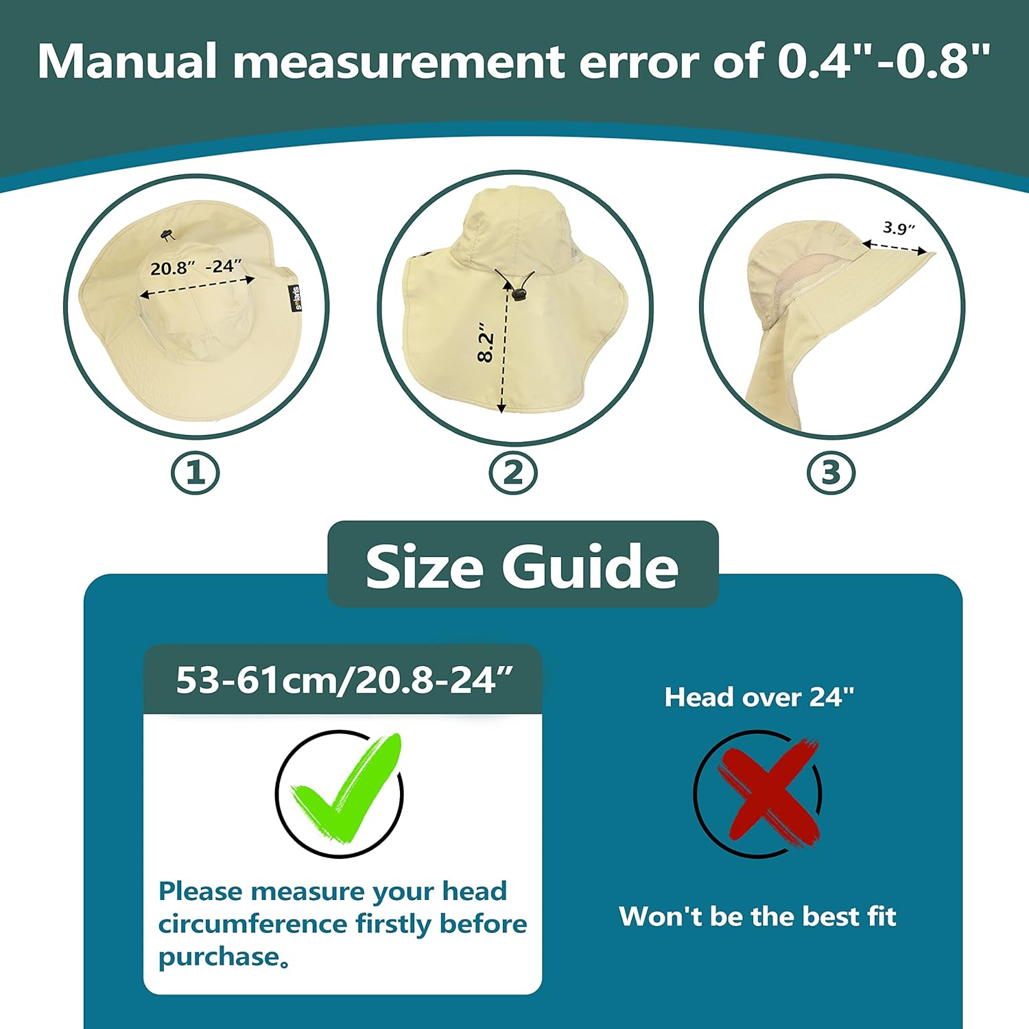 Solaris Sun Hat with Neck Flap, UPF 50 Sun Protection Lightweight Sun Cap for Men Women, Wide Brim Hat for Fishing Hiking - Image 5