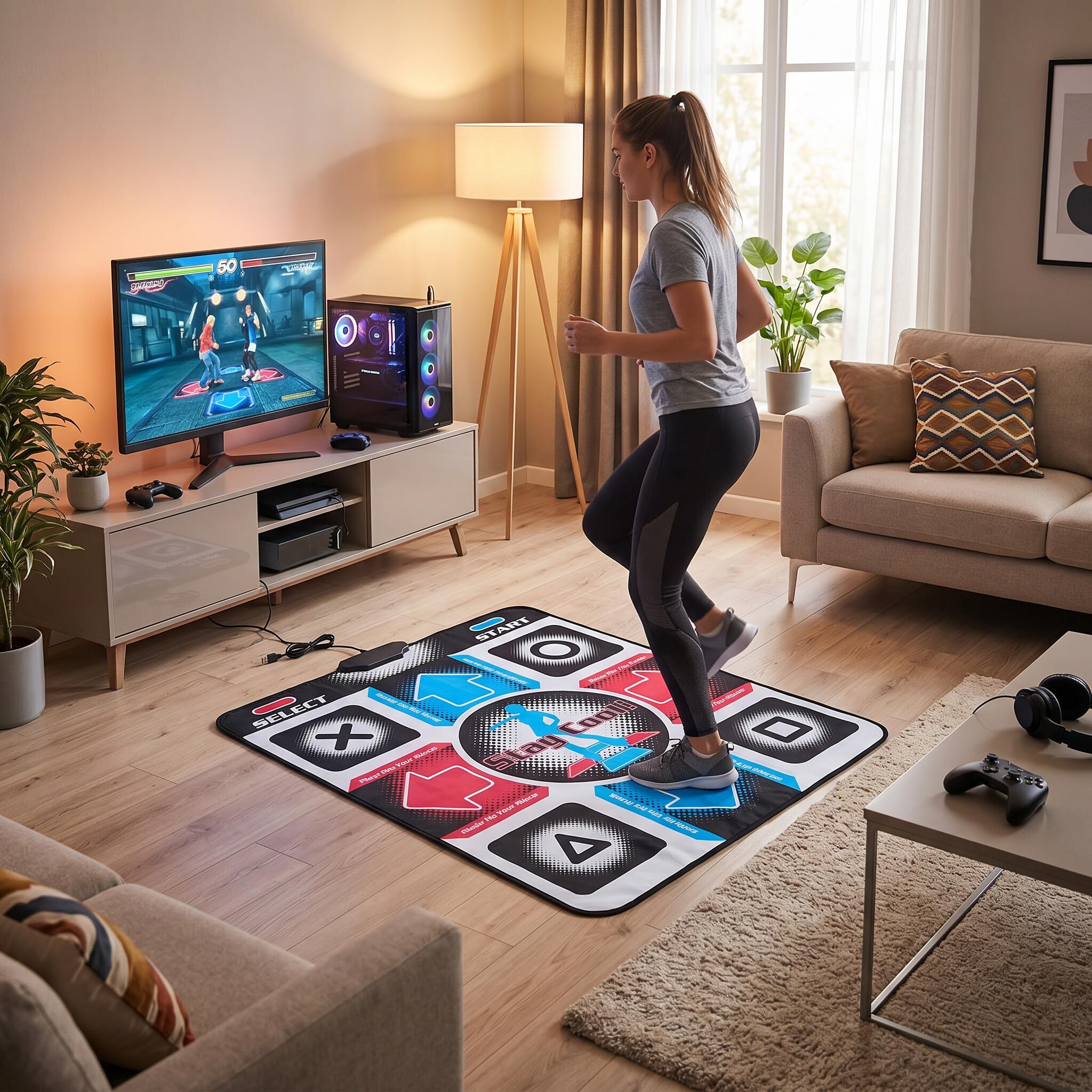 POENVFPO Nanslip Langable Dance Pad do Komputera PC — Połączenie USB Wysoka czułość w Grach Mat of Dance dla Użytkowników 98/22 2000/xp/7