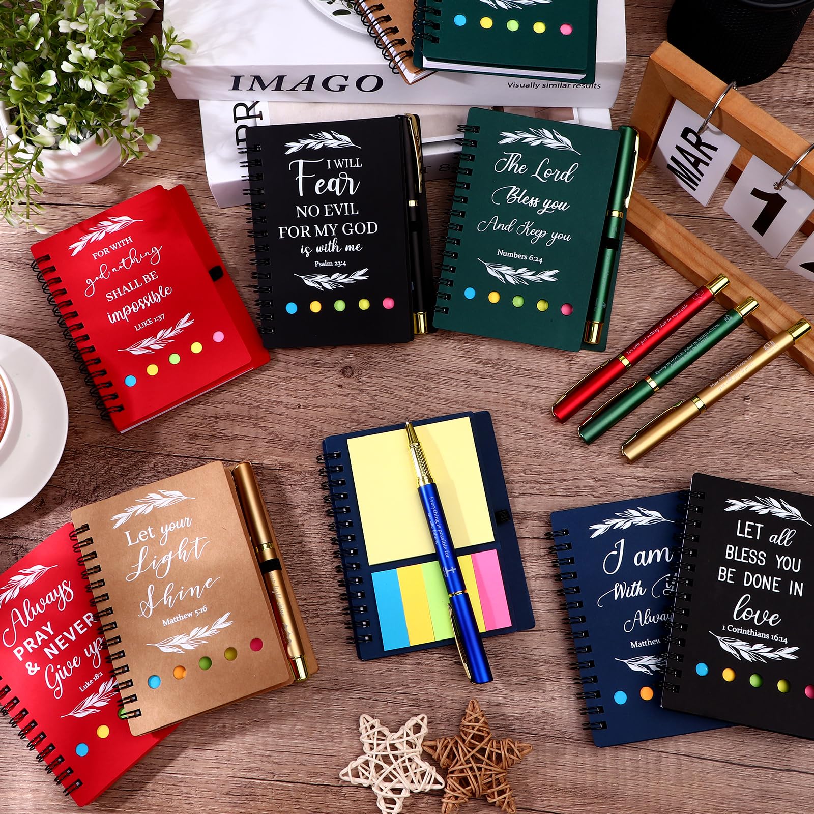 20 Pcs/10 Set Christian Gifts Bulk Spiral Religious Notebook with Sticky Notes Bible Verse Pens Christian Note Pads Inspirational Scripture Gifts for Women Men Church Coworker School Supplies - Image 4