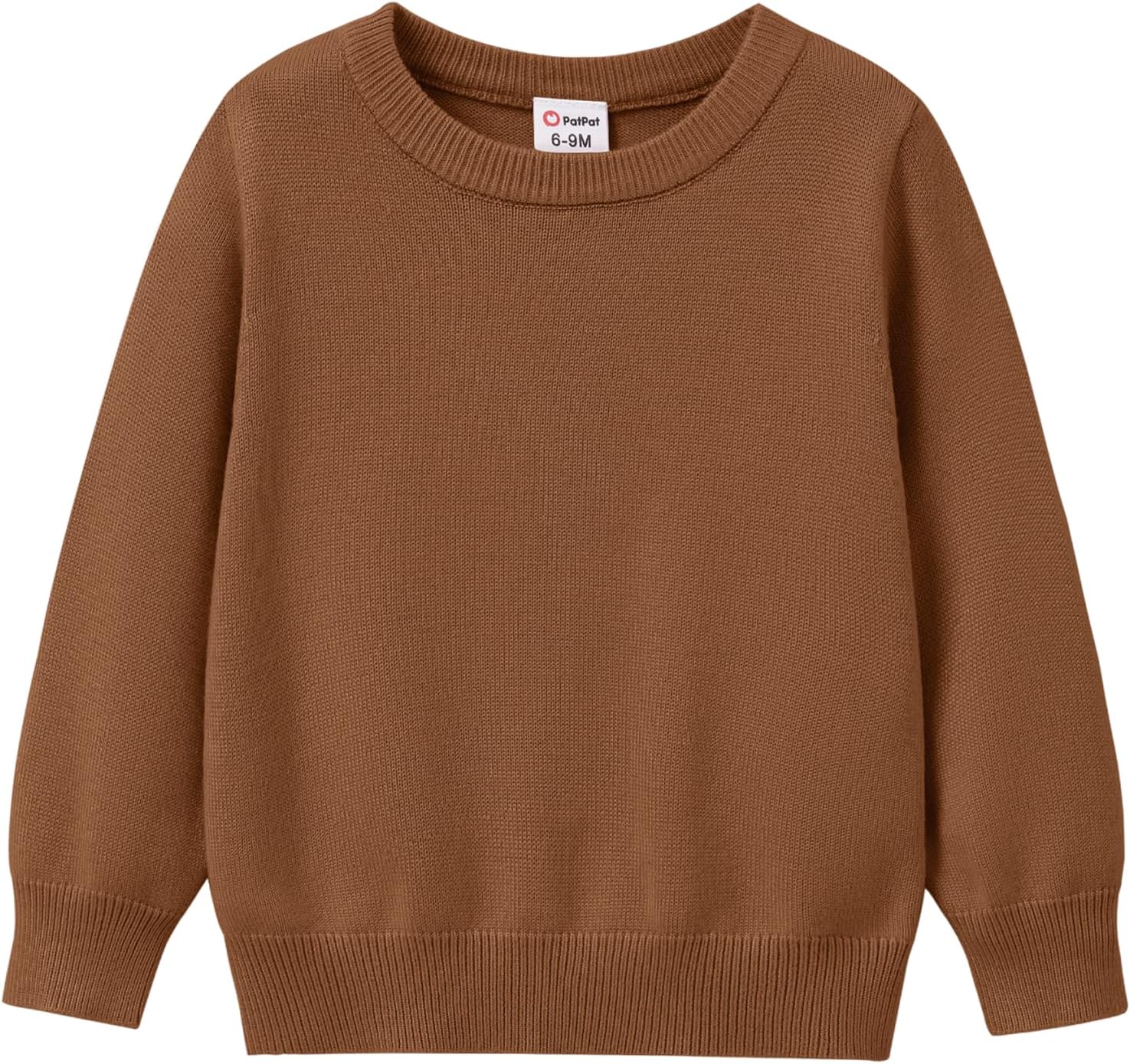 PATPAT Baby Girls Boys Newborn Sweater Crewneck Pull Over Knit Solid Long Sleeve Fall Winter Clothes