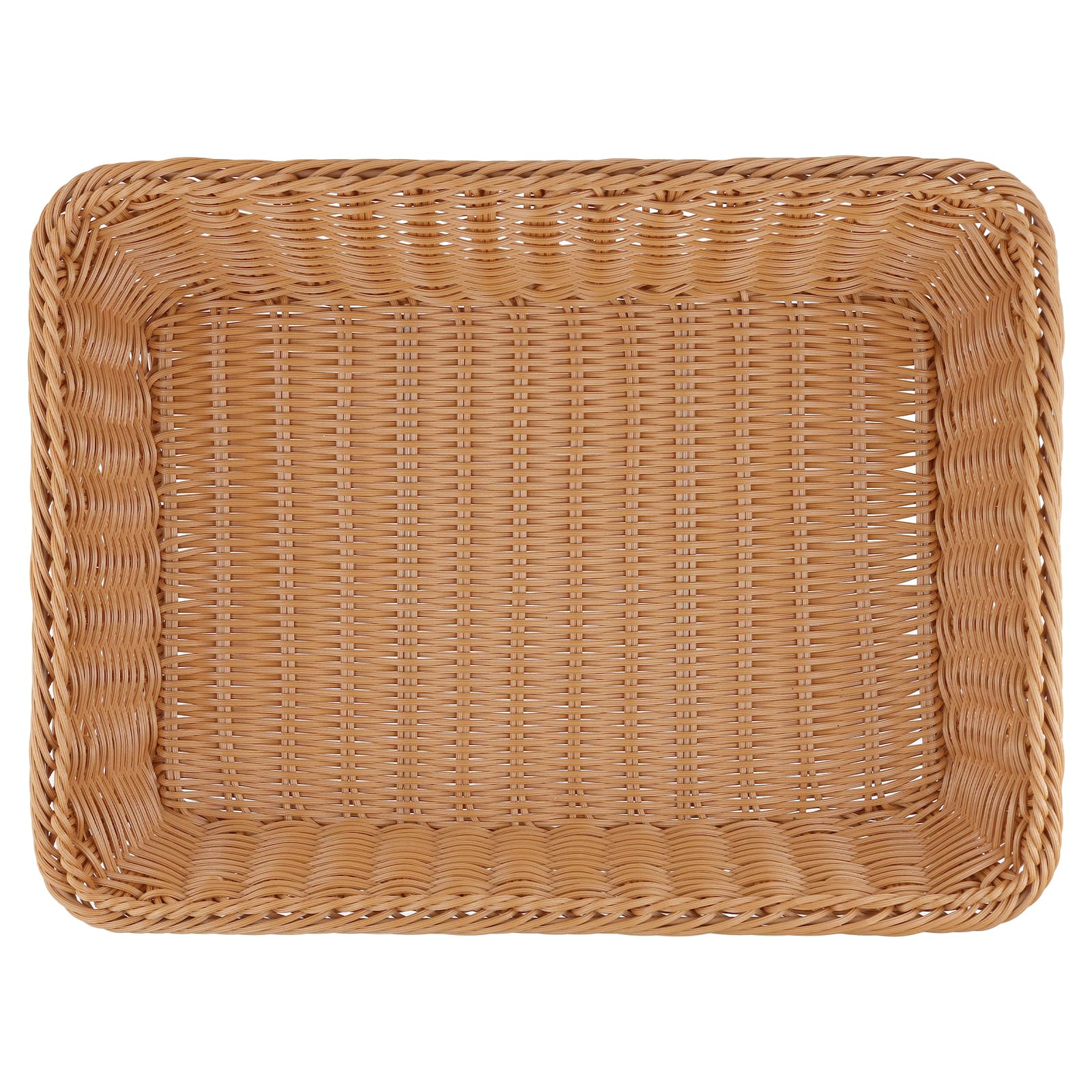 ZOENHOU 2 cestini rettangolari intrecciati per il pane 40 x 30 x 8 cm, in rattan sintetico ermetico, organizer da cucina con design impilabile, cesti di vimini per hotel, ristoranti