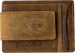 Viosi Genuine Kingston Leather Magnetic Front Pocket Money Clip Made with Powerful Rare Earth Magnets